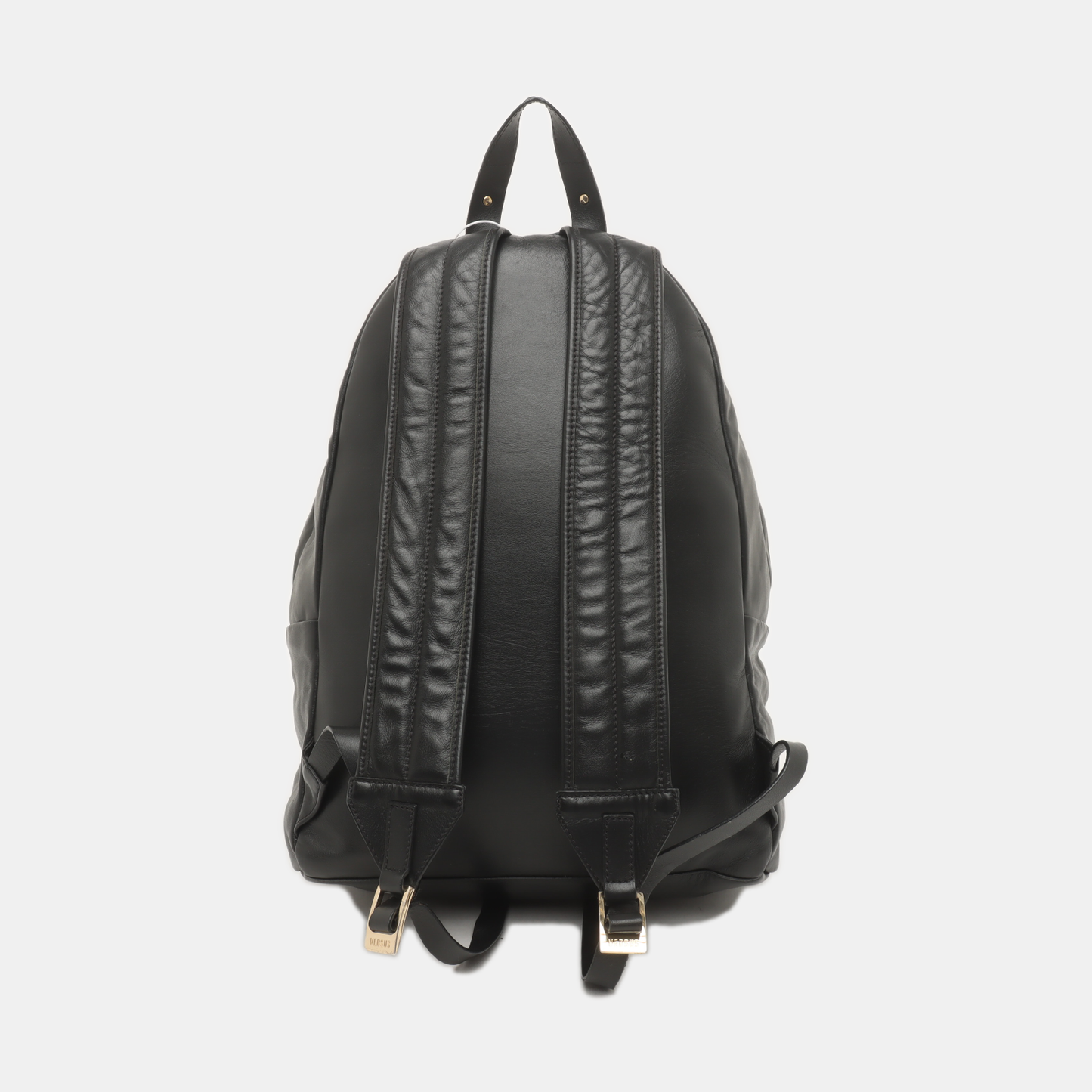 VERSUS VERSACE Black Leather Backpack Golden hardware-(SKU)-939542774