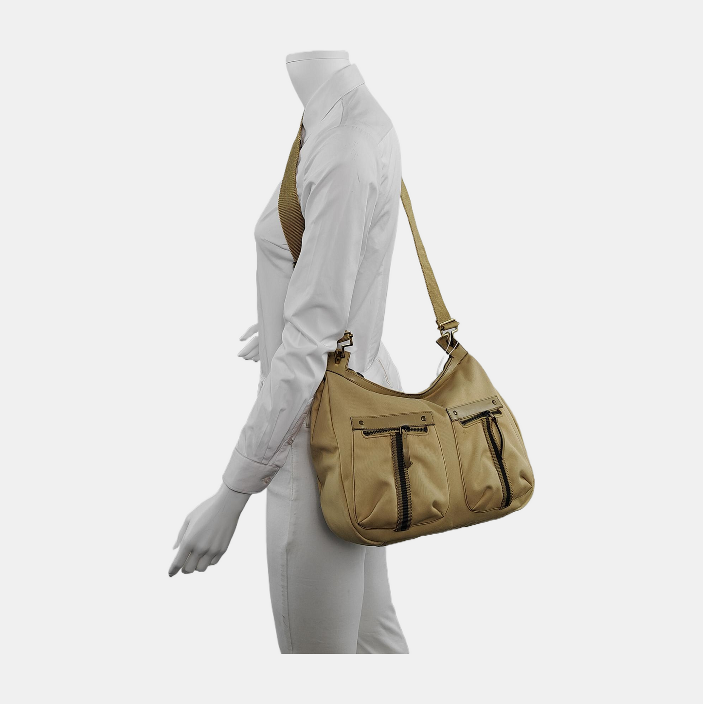 GUCCI Khaki Canvas Single Shoulder Bag, Crossbody Bag Golden hardware-(SKU)-941853667