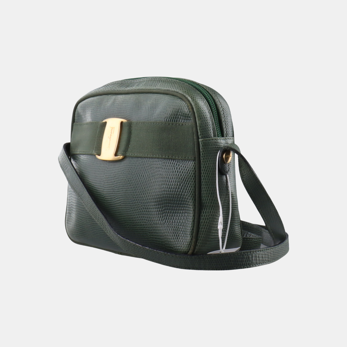 FERRAGAMO Camera Bag Green Calf Leather Texture Single Shoulder Bag Crossbody Golden hardware-(SKU)-14338830