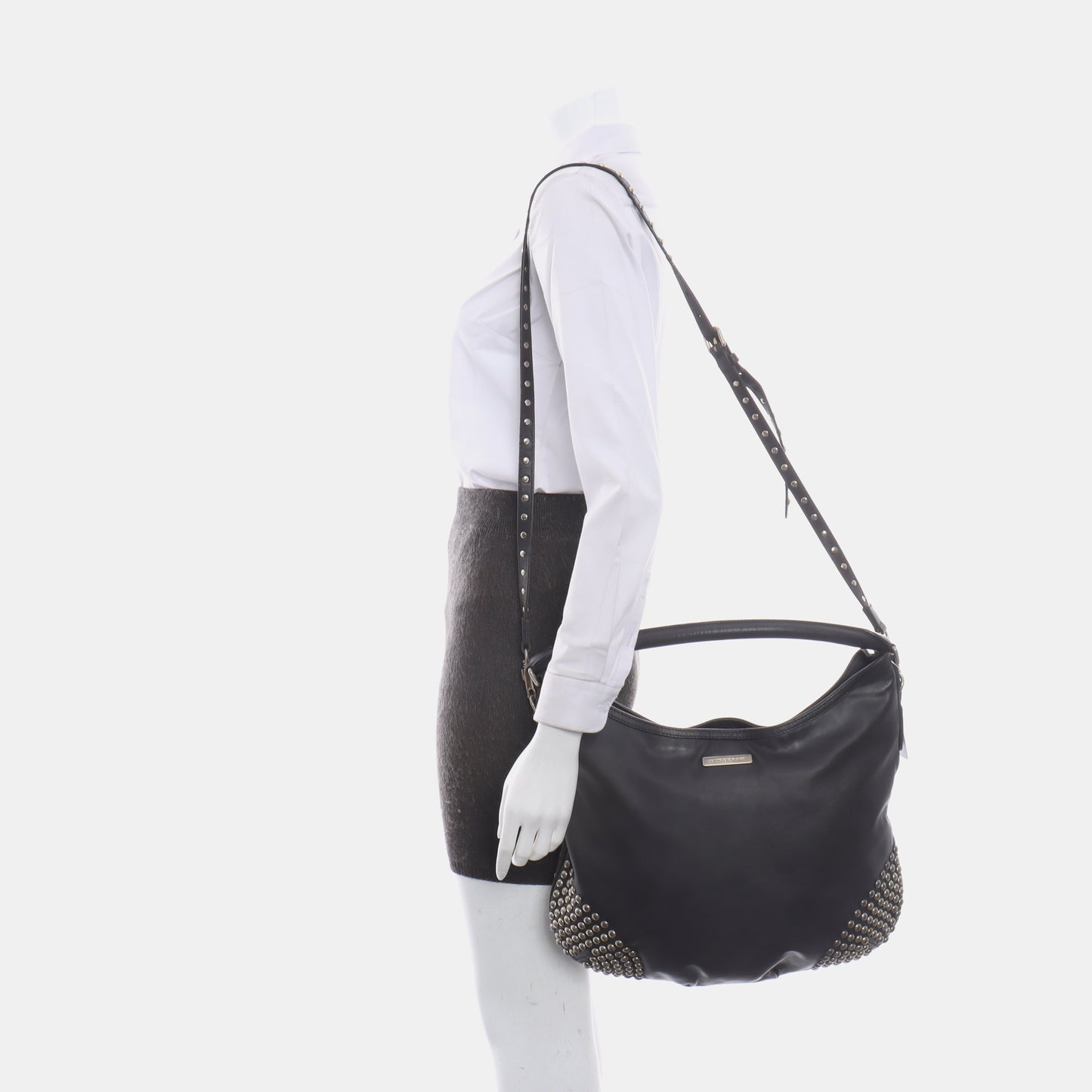 BURBERRY Ledbury Heritage Brown cowhide studded single shoulder bag handbag Golden hardware Removable shoulder strap-(SKU)-13122378