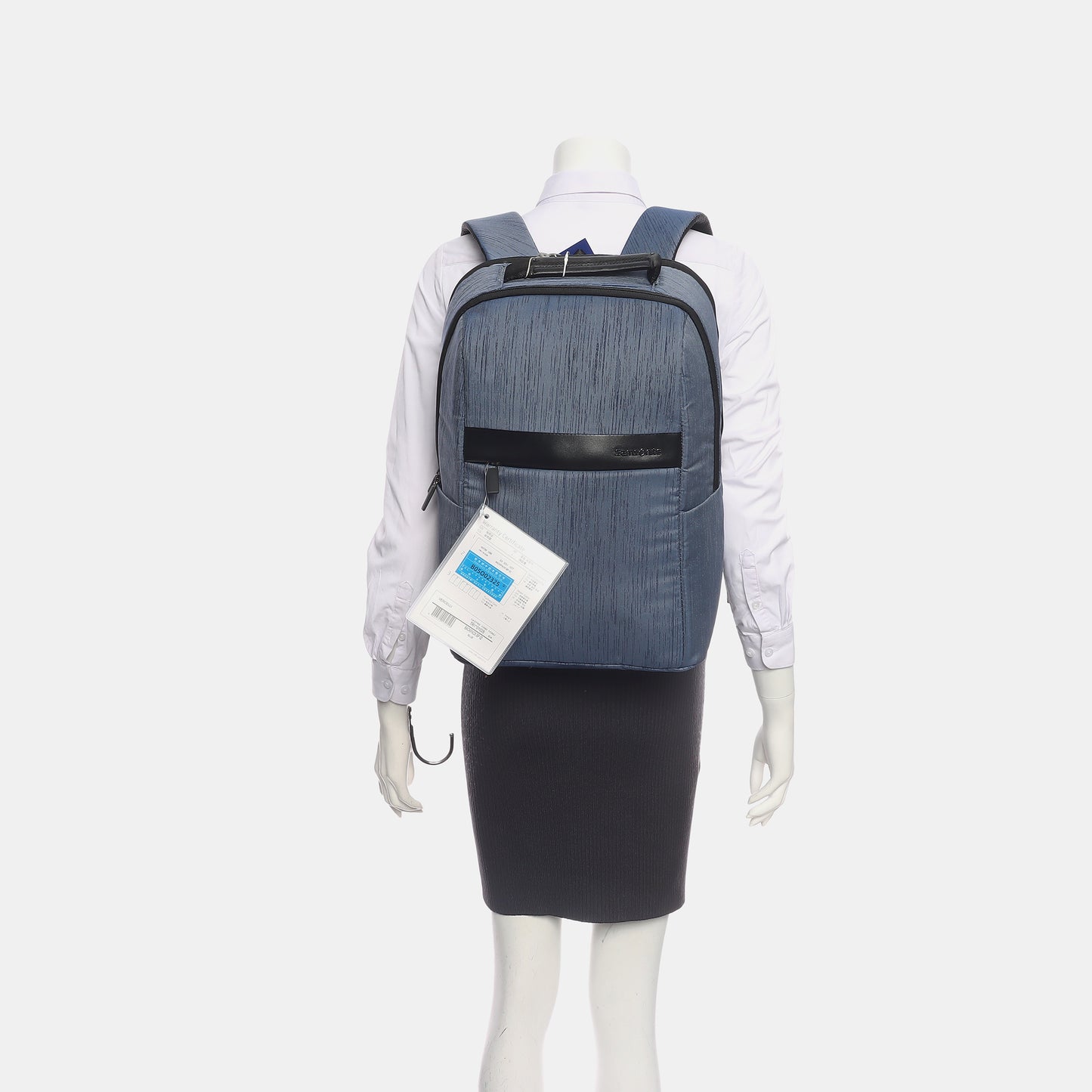 Samsonite Dark Blue Fabric Backpack Ruthenium color hardware-(SKU)-933357500