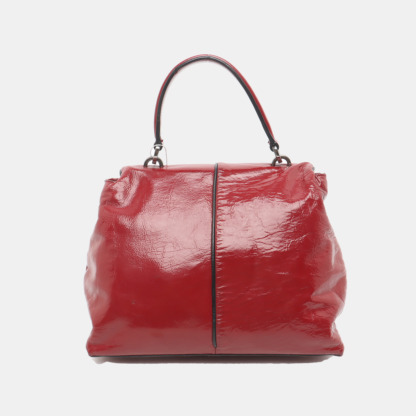 TOD'S Burgundy Patent Leather Quilted Single Shoulder Bag Ruthenium color hardware Removable shoulder strap-(SKU)-931990253