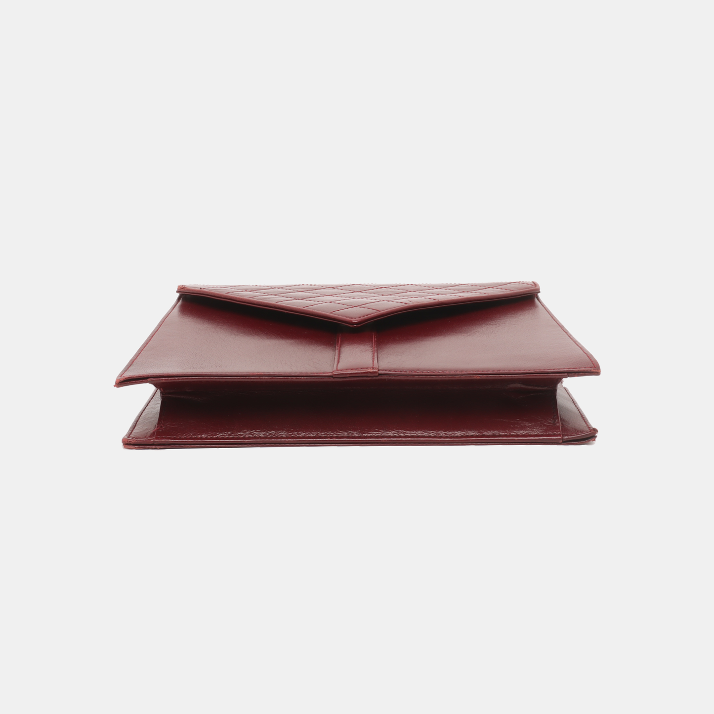 YSL Burgundy Leather Quilted Envelope Bag Handbag-(SKU)-932744673