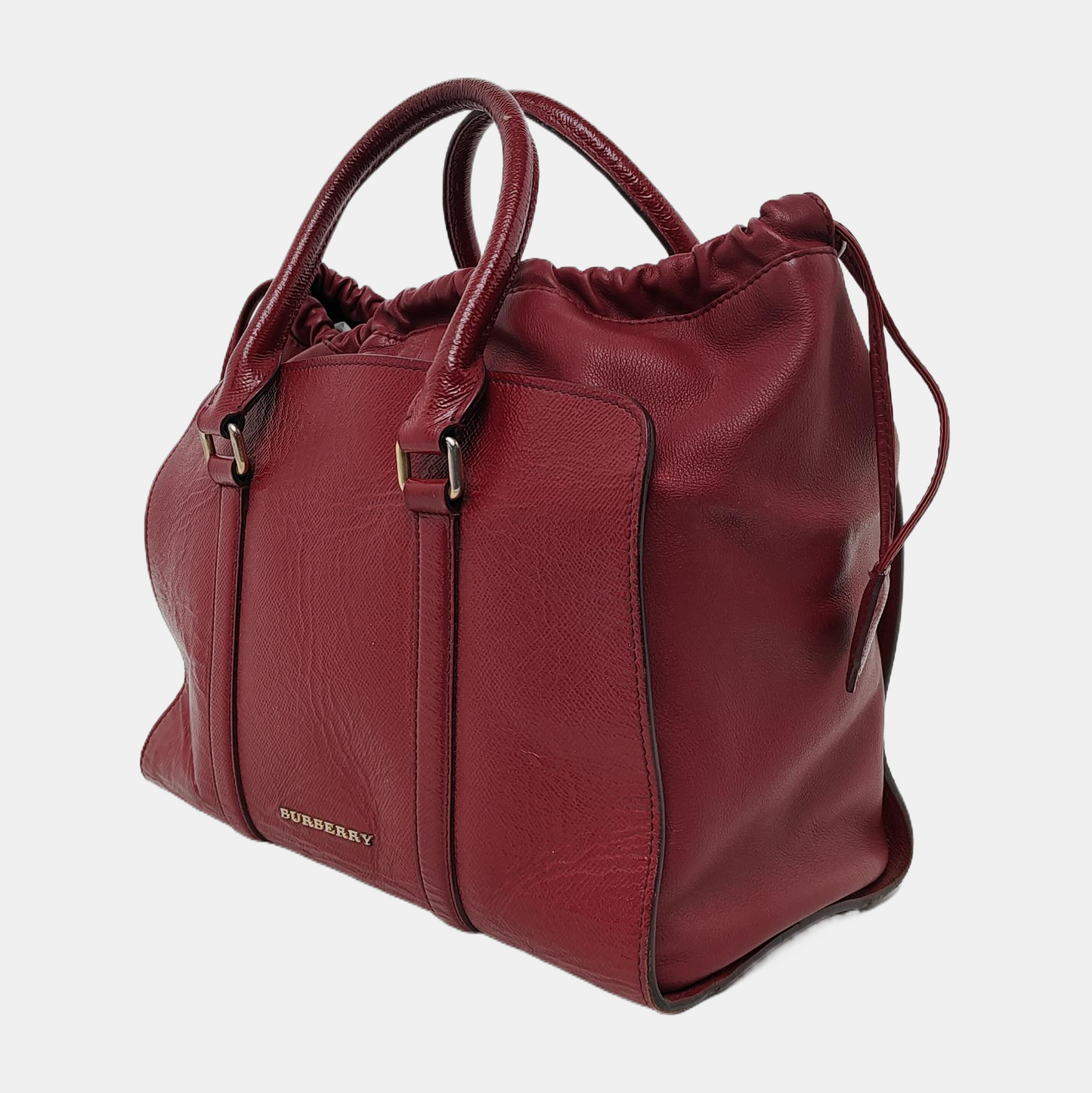 BURBERRY Dinton Red Cowhide Tote Bag Golden hardware-(SKU)-944819144
