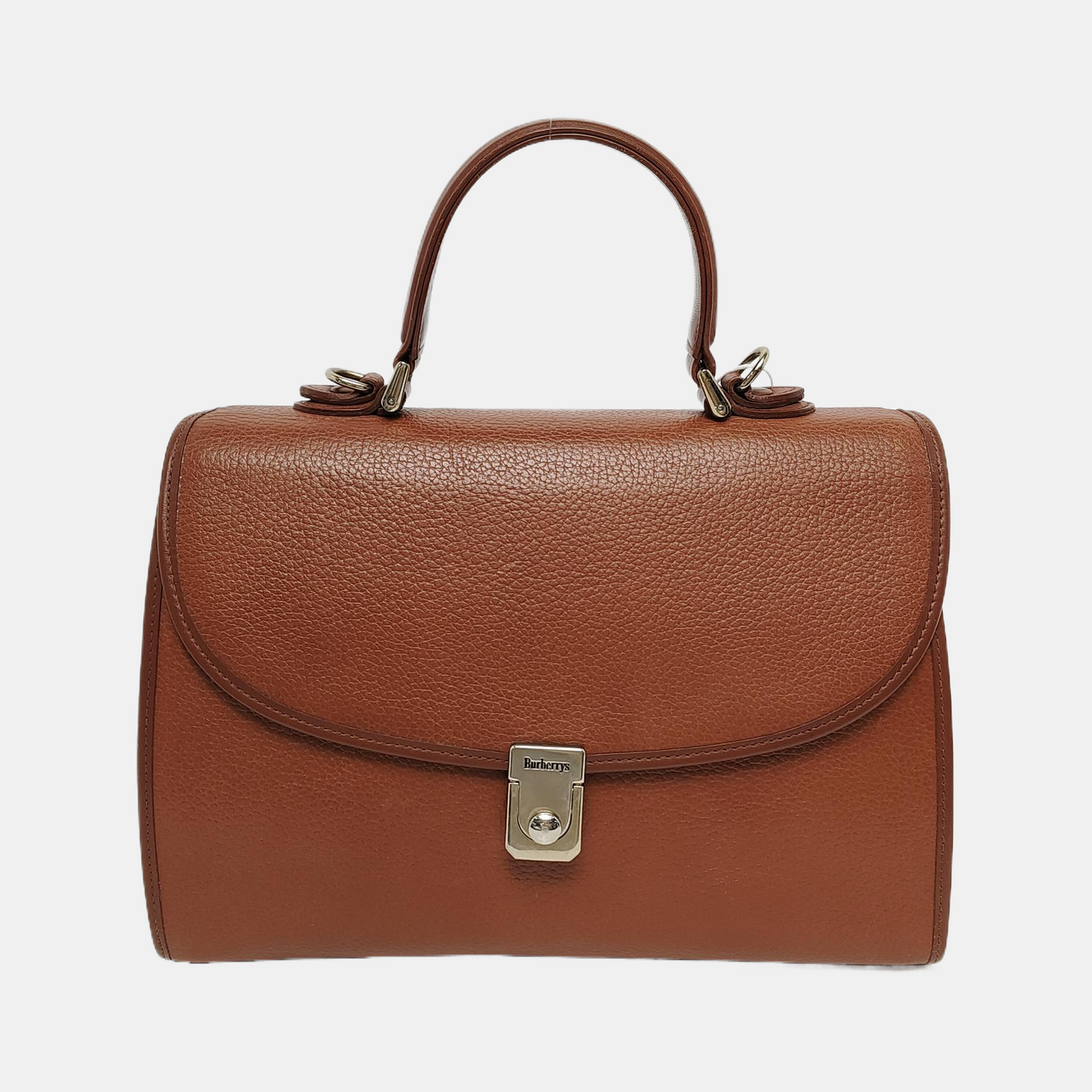 BURBERRY Brown Cowhide Handbag Silver Hardware-(SKU)-14318361