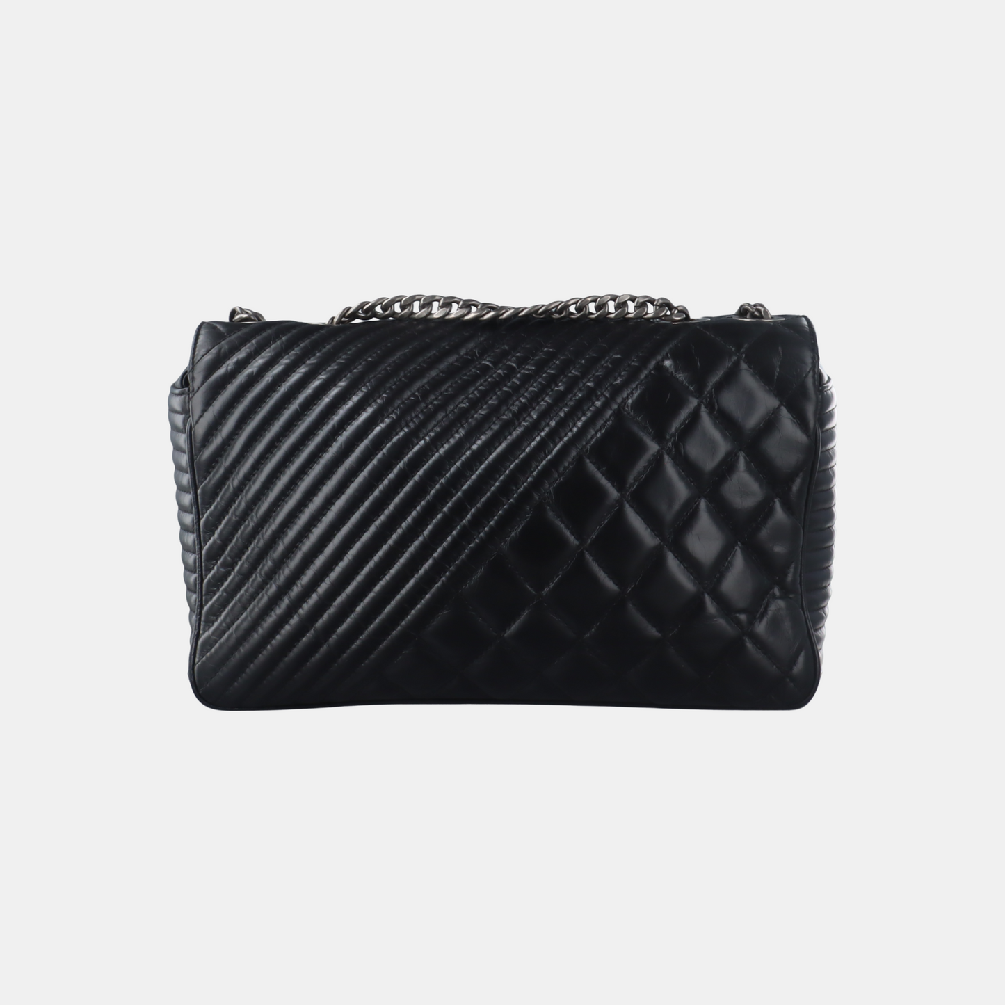CHANEL COCO BOY Black Quilted Calfskin Leather Crossbody Shoulder Bag Palladium Hardware 20 Clasp-(SKU)-14466373
