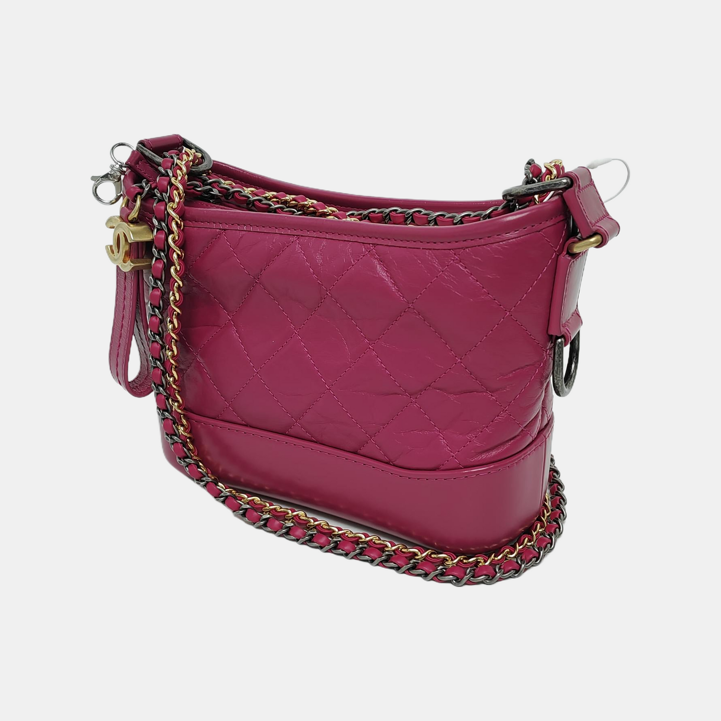CHANEL GABRIELLE Small Magenta Calfskin Quilted Cannage Shoulder Bag, Crossbody Bag with Detachable Strap and 28 Compartments-(SKU)-946020995