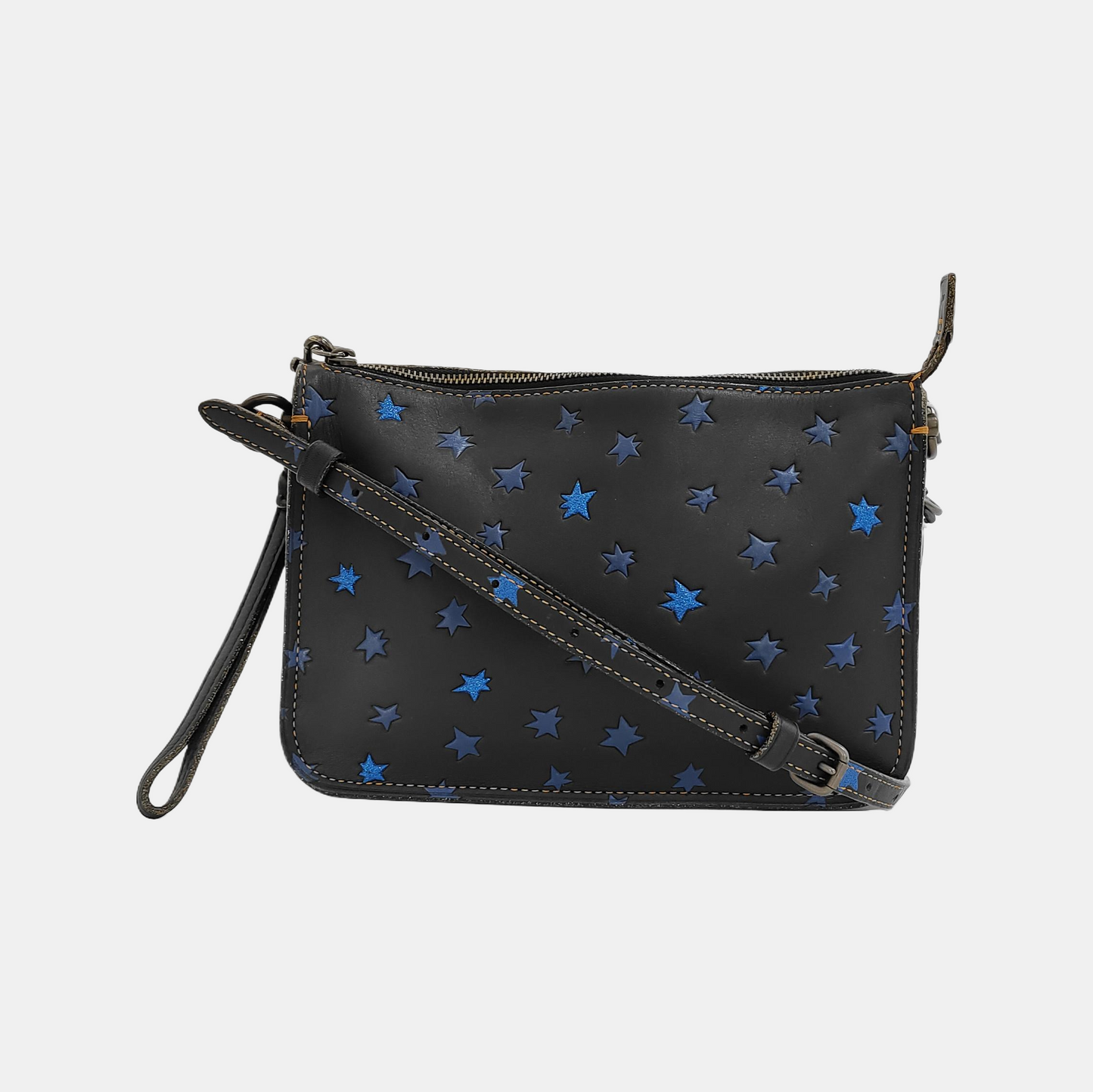 COACH Black Leather Printed Crossbody Bag Single Shoulder Bag Black hardware-(SKU)-942426241