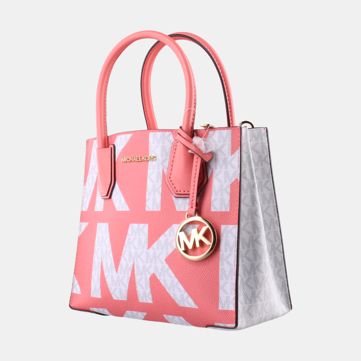 MICHAEL KORS Mercer Medium size Pink coated canvas vintage crossbody bag shoulder bag tote bag handbag Golden hardware Removable shoulder strap-(SKU)-14044791