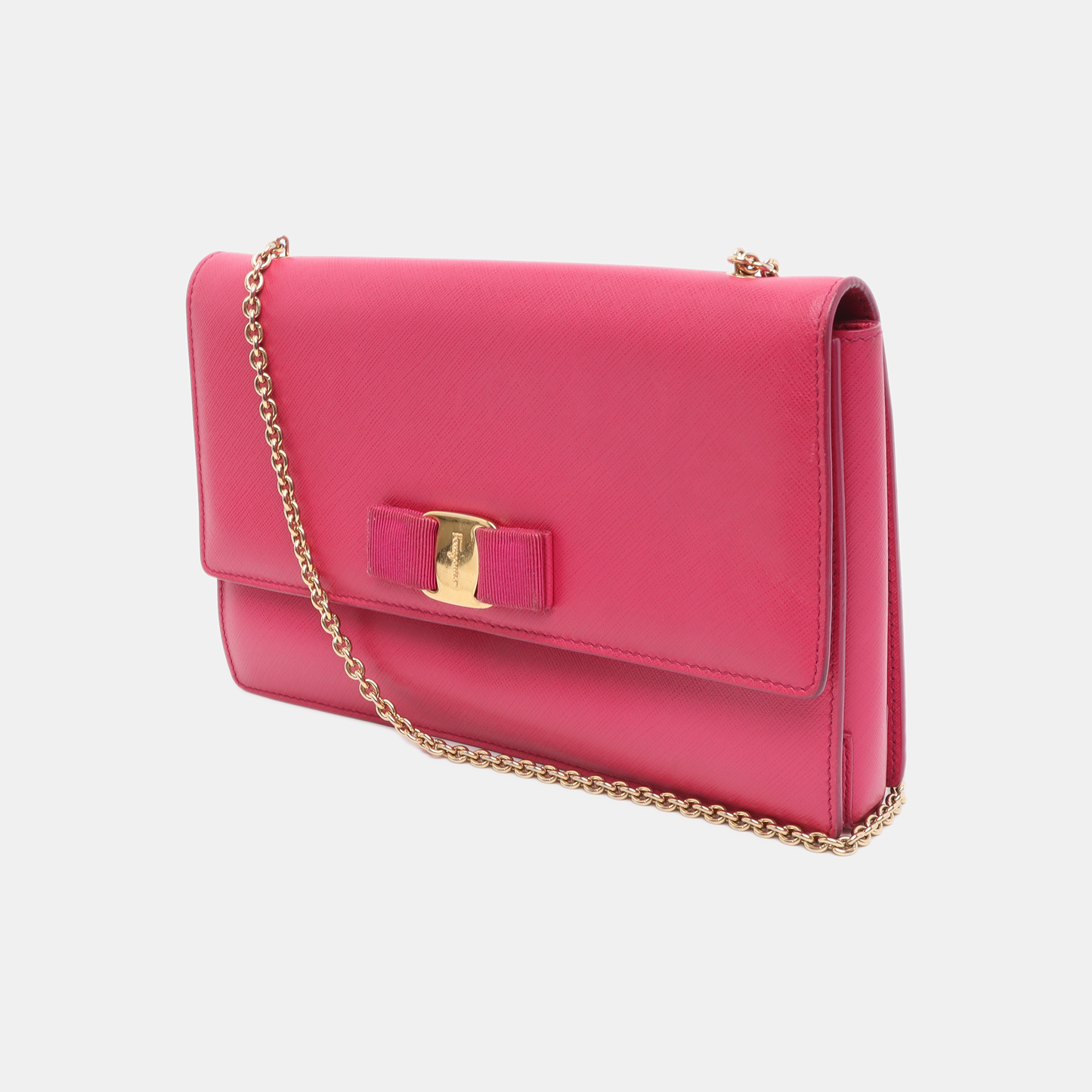 FERRAGAMO Ginny Pink Cowhide Embossed Single Shoulder Bag Crossbody Golden hardware-(SKU)-13042501
