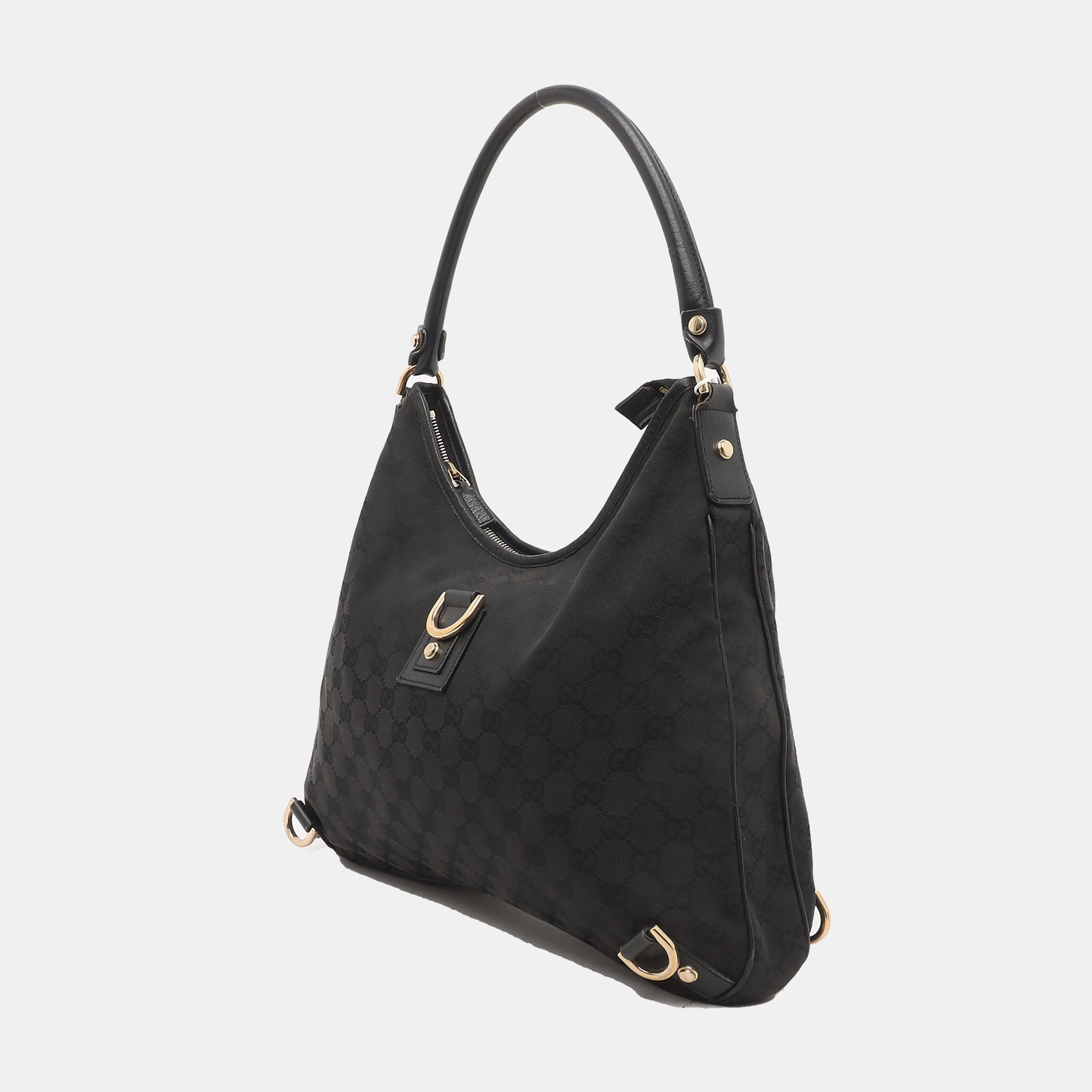 GUCCI Abbey Black canvas monogram jacquard shoulder tote Golden hardware-(SKU)-929825817