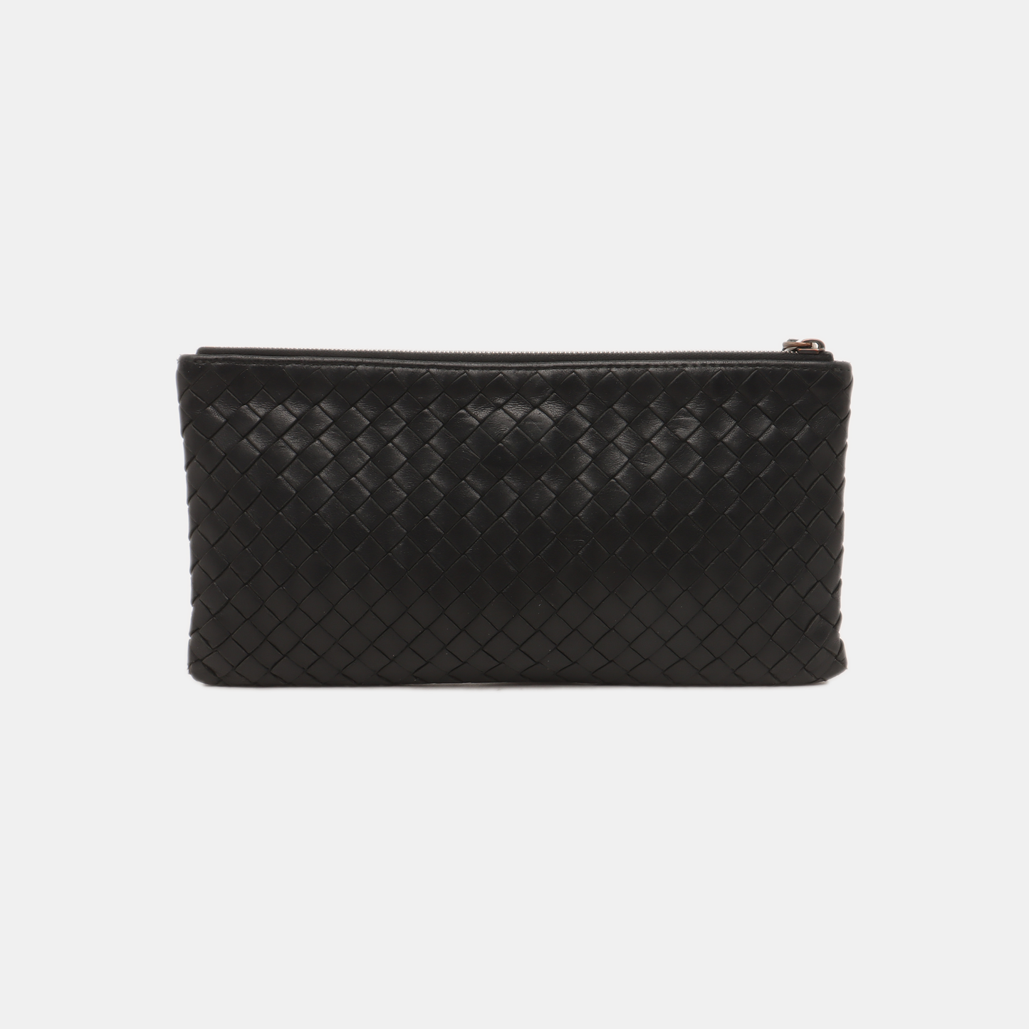 BOTTEGA VENETA Black Calf Leather Woven Clutch Black hardware-(SKU)-14277018
