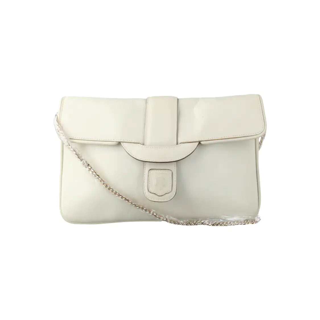 CELINE White Leather Single Shoulder Bag Golden hardware Removable shoulder strap-(SKU)-932491482