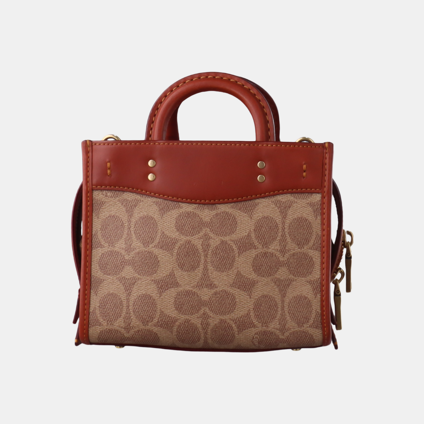 COACH ROGUE Khaki Coated Canvas Monogrammed Print Crossbody Bag Golden hardware Removable shoulder strap-(SKU)-929195258