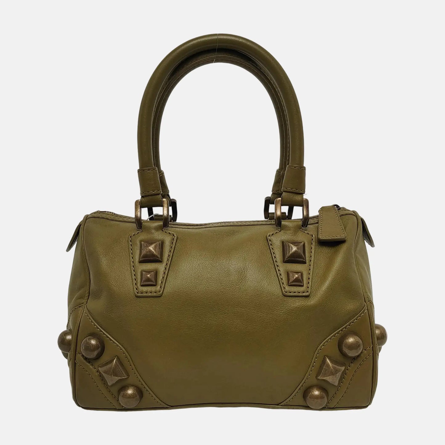 BURBERRY Green Cowhide Studs Handbag Golden hardware-(SKU)-944901889