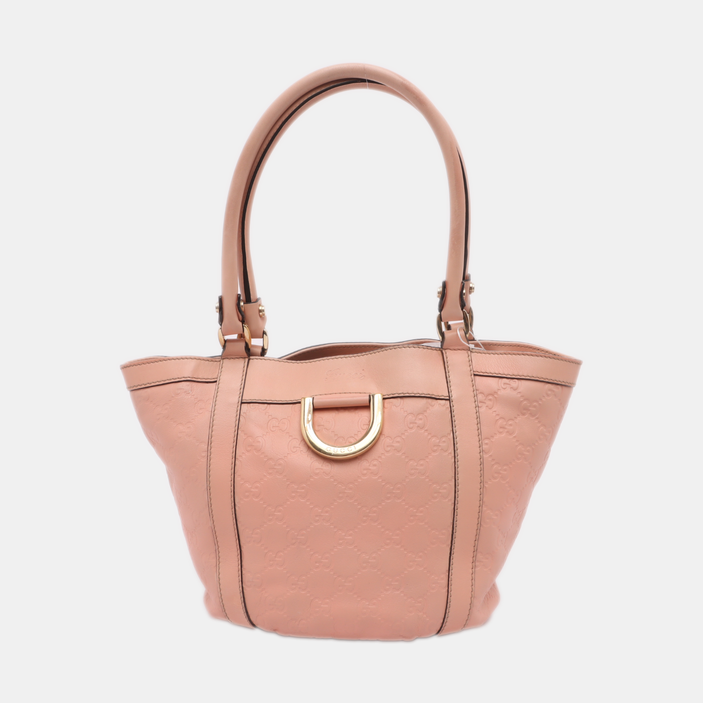 GUCCI D Gold Nude Pink Calfskin Monogrammed Tote Bag Single Shoulder Bag Golden hardware-(SKU)-13640994