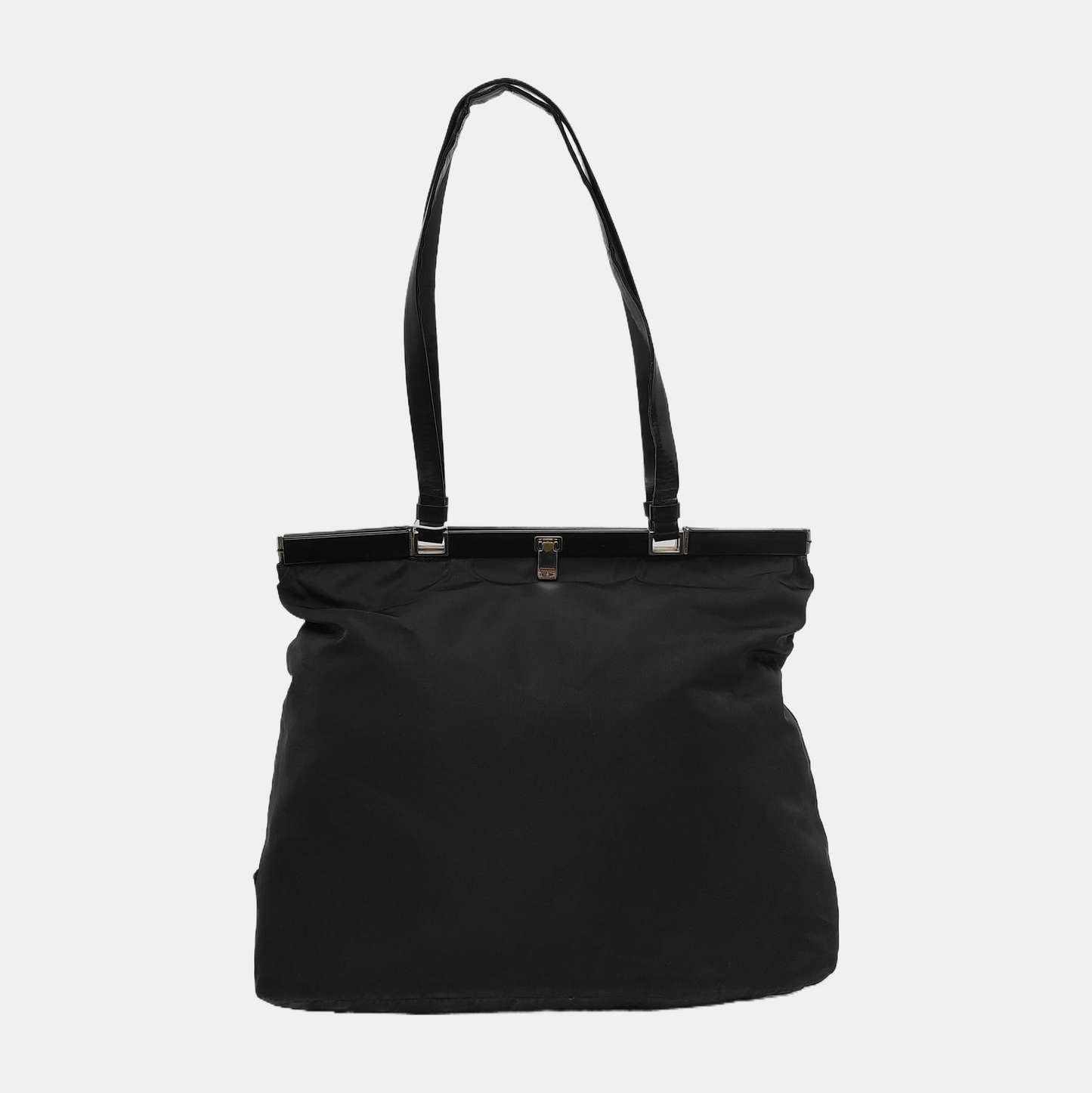 PRADA Tote bag Black Nylon Single Shoulder Bag Tote Bag Silver Hardware-(SKU)-941056394