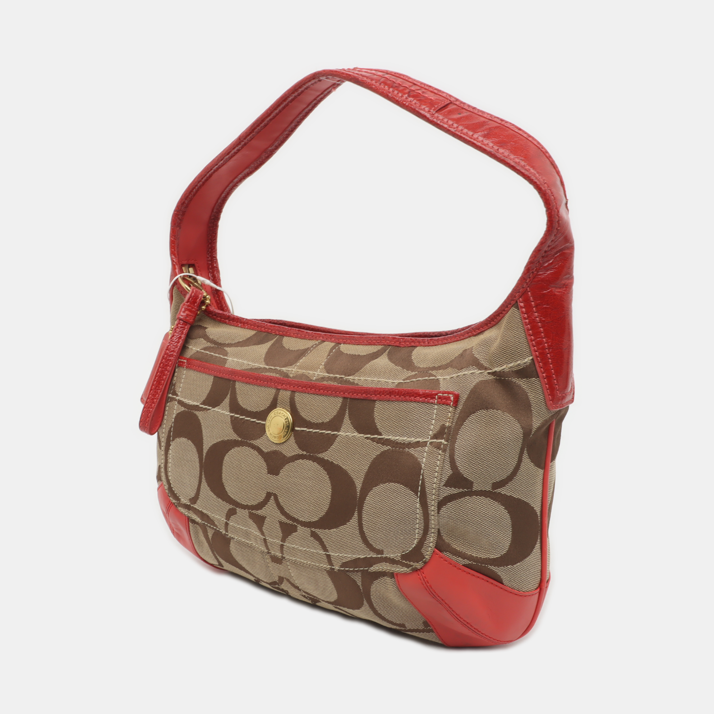 COACH Khaki canvas monogram crossbody bag, handbag Golden hardware-(SKU)-933082585