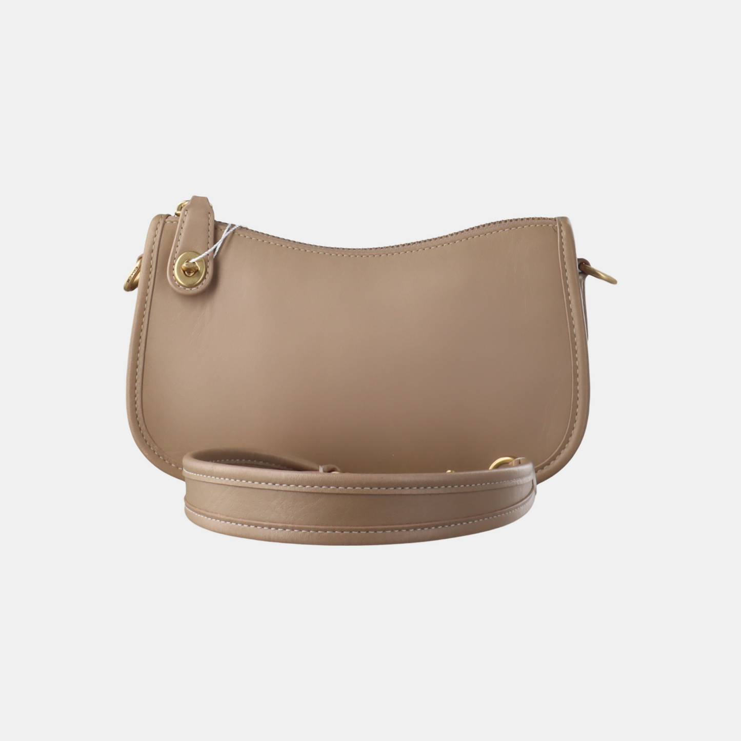 COACH SWINGER Khaki Leather Handbag Golden hardware Removable shoulder strap-(SKU)-14161118