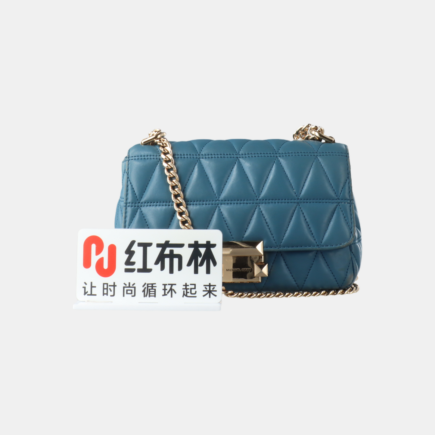 MICHAEL KORS Sloan Small size Blue Cowhide Quilted Crossbody Bag Single Shoulder Bag Golden hardware-(SKU)-12438263