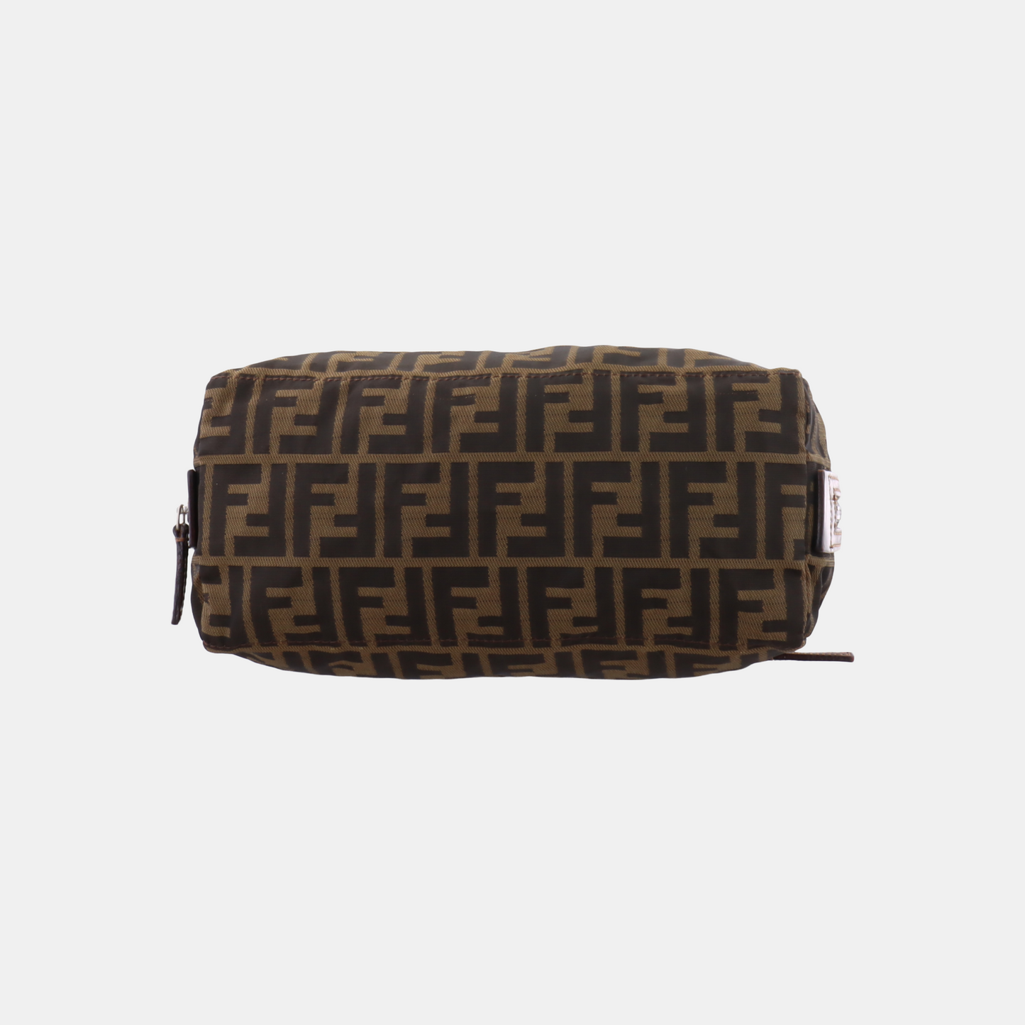 FENDI 棕色织物双F提花手拿包 Silver Hardware-(SKU)-934821117