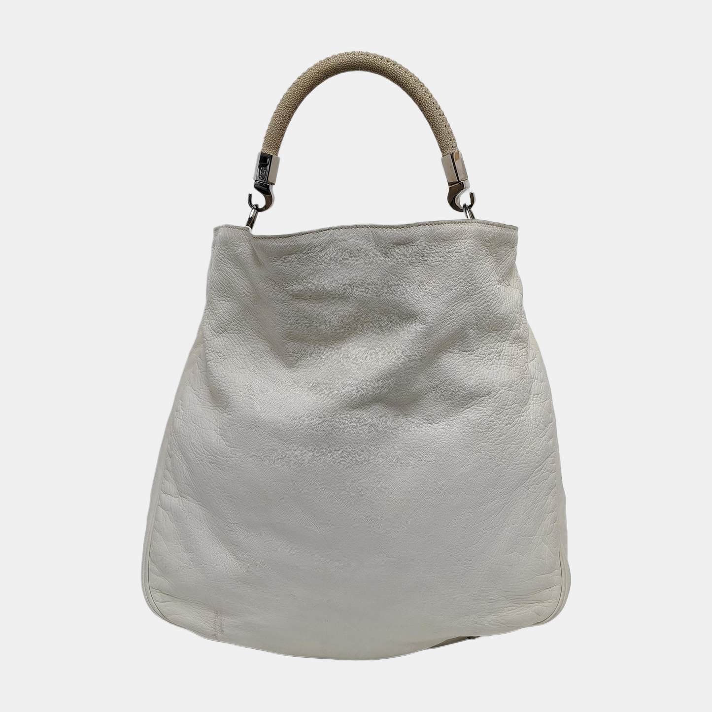 YSL ROADY White Leather Handbag Silver Hardware Sub-bag-(SKU)-942584962