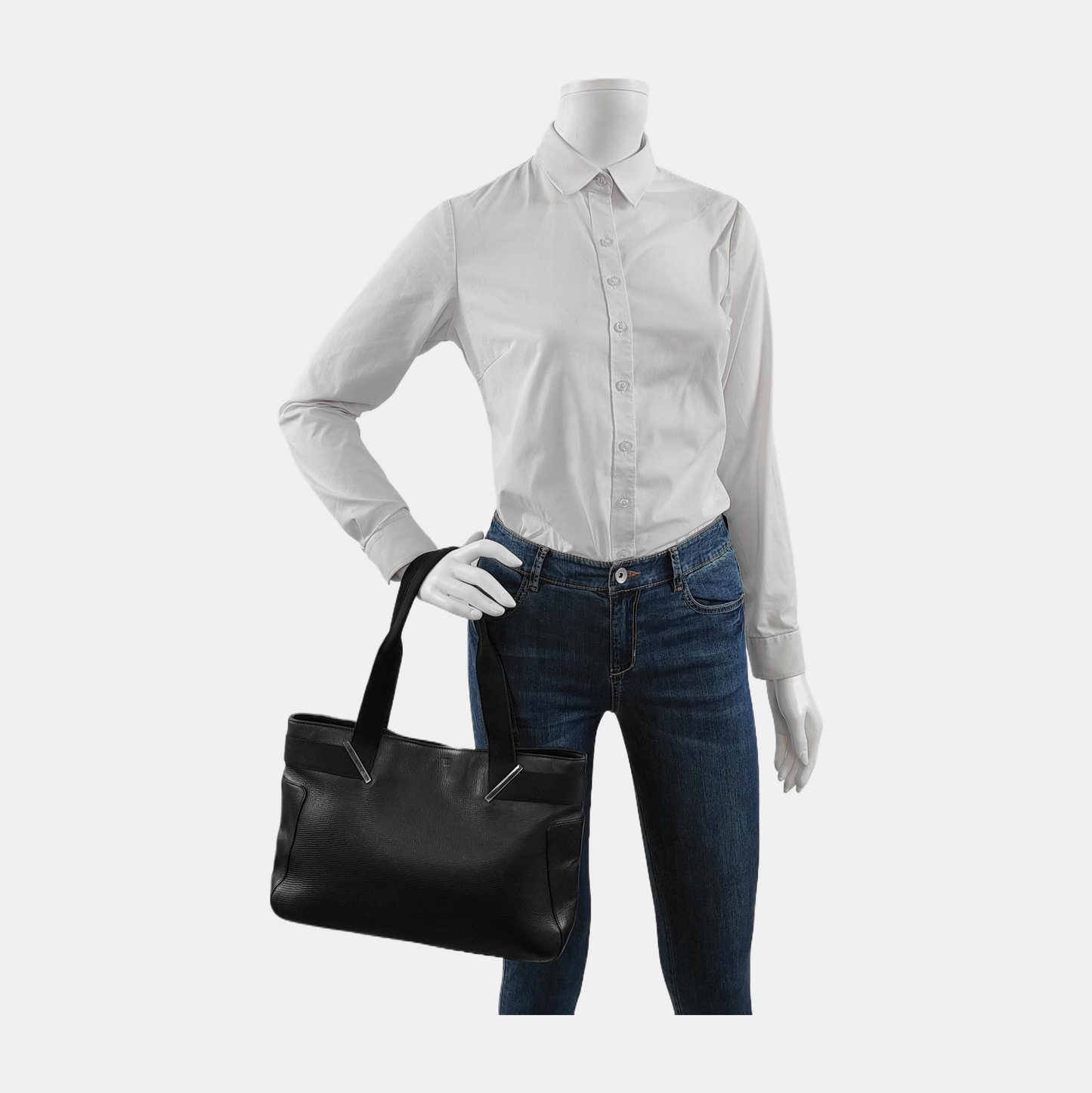 GUCCI Tote bag Black Leather Single Shoulder Bag Silver Hardware-(SKU)-945631188