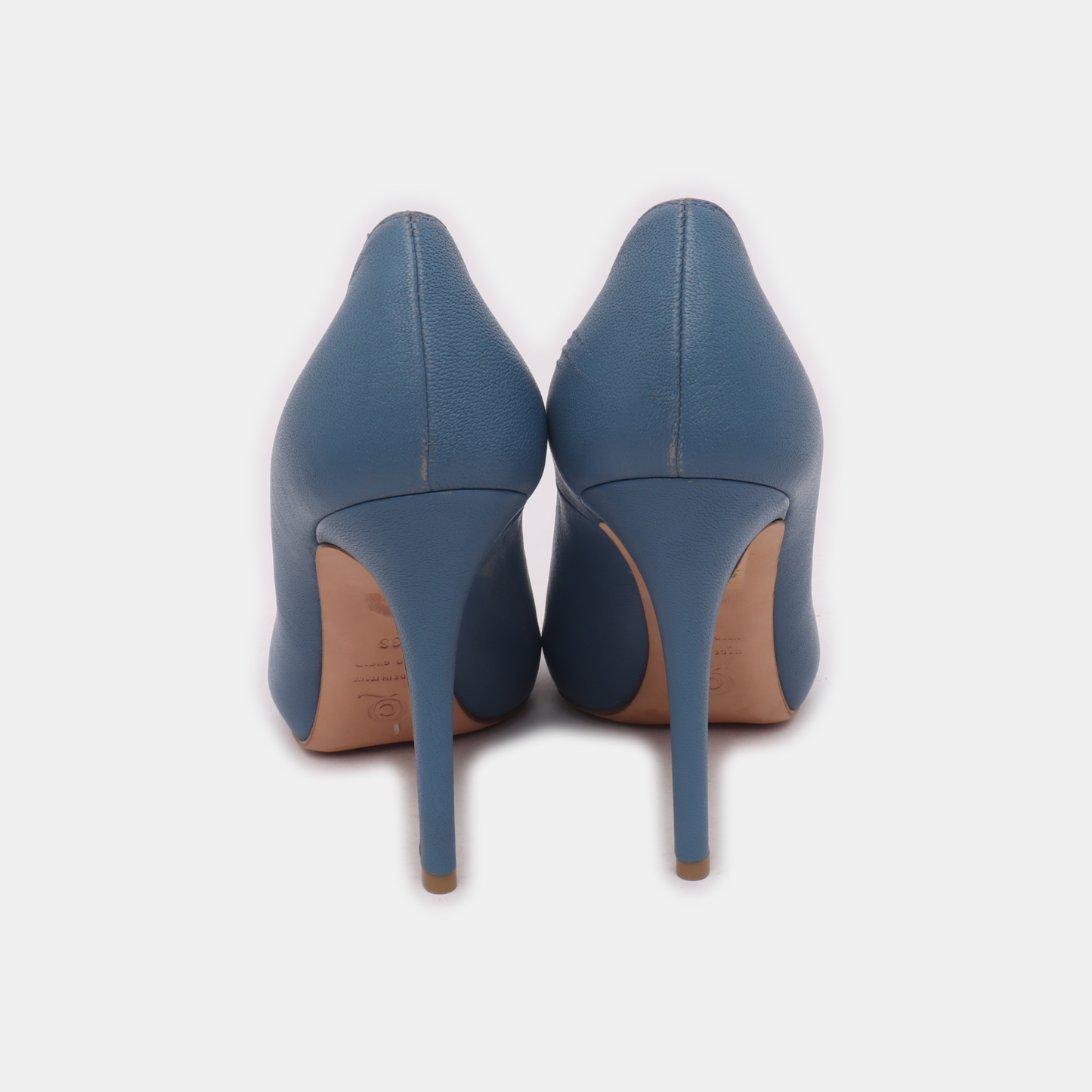 Alexander McQUEEN 36code Summer Blue Leather Women's Heels-(SKU)-13846184