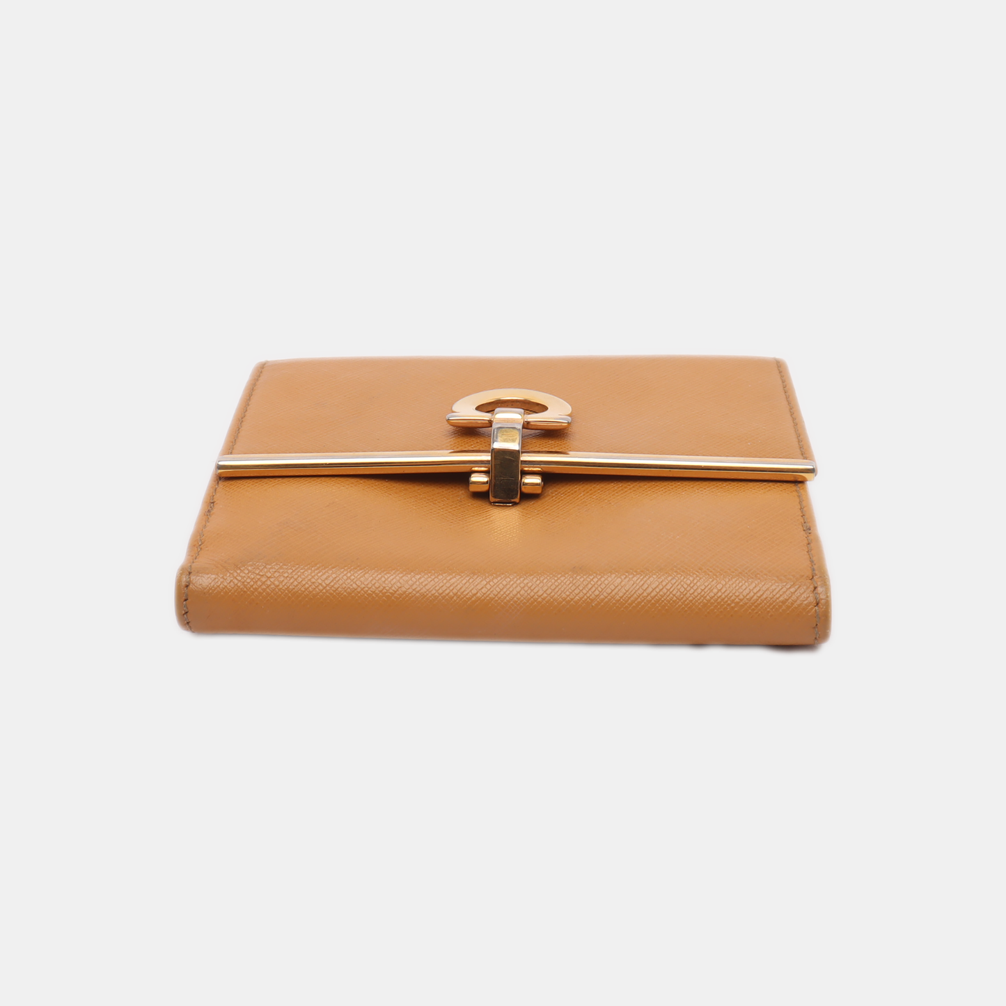 FERRAGAMO Gancio Brown Leather Embossed Wallet Golden hardware-(SKU)-13699492