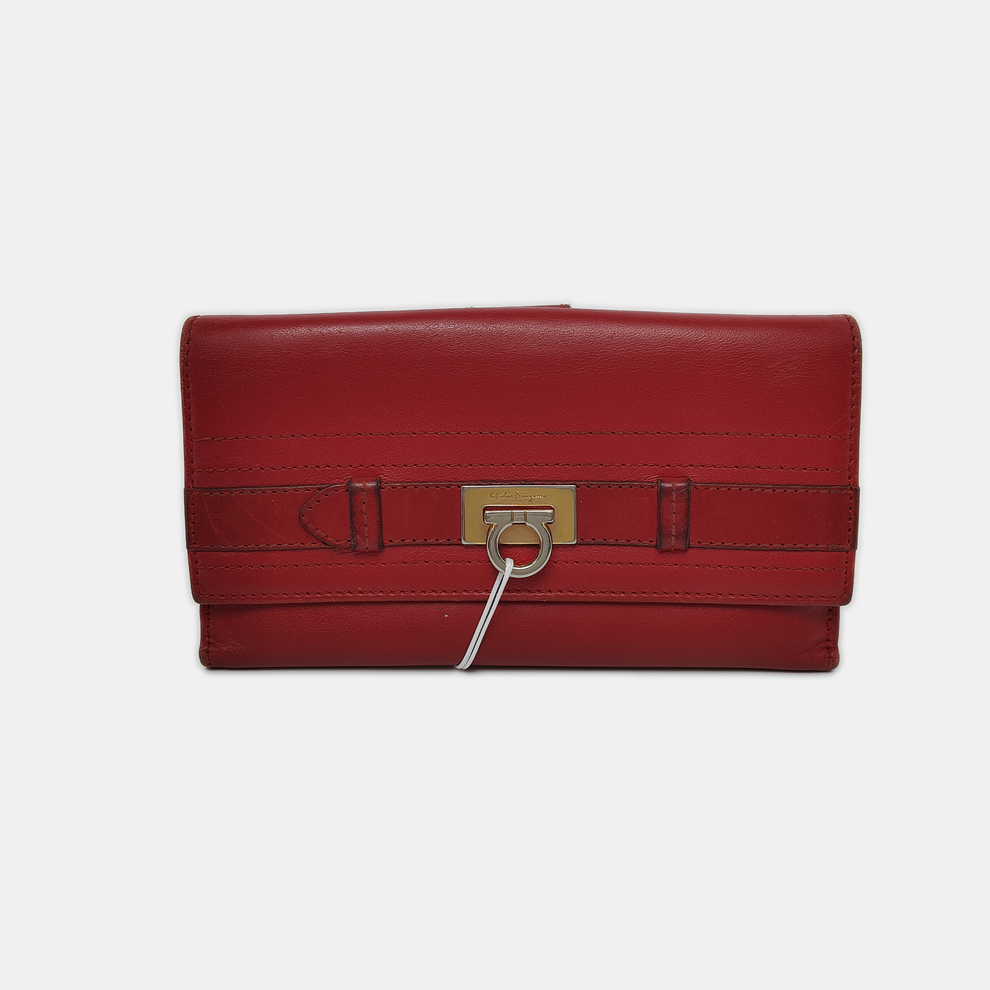 FERRAGAMO Red Leather Wallet Golden hardware-(SKU)-940253959