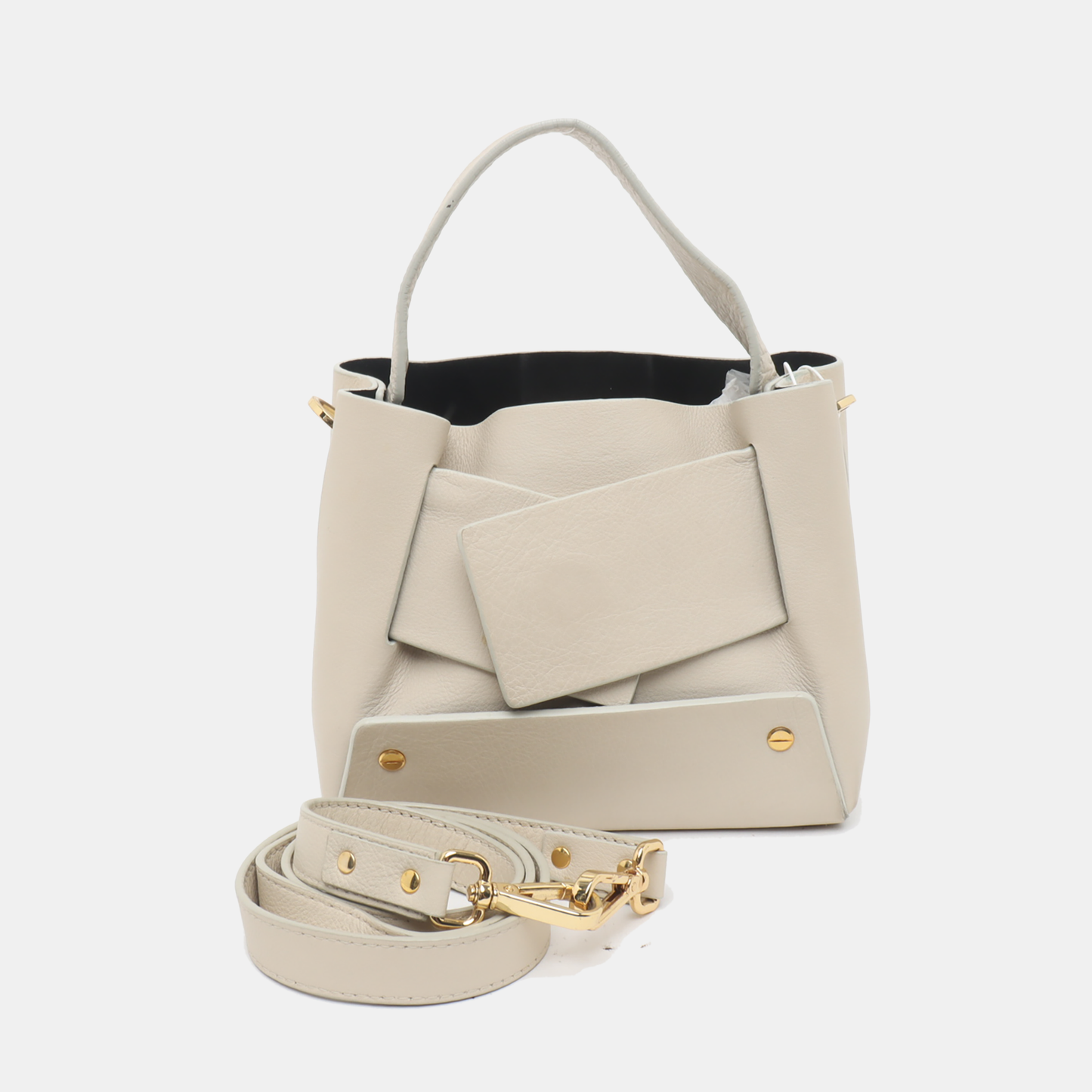 Yuzefi Beige Leather Single Shoulder Bag Golden hardware Removable shoulder strap-(SKU)-937551910