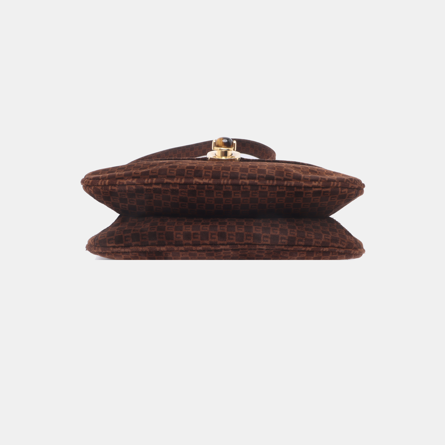 GUCCI Deep Brown Velvet Leather Single Shoulder Bag Golden hardware-(SKU)-13814601
