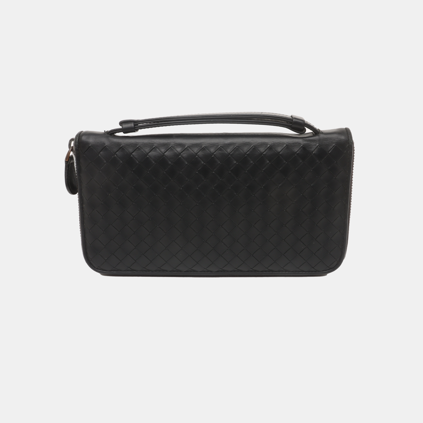 BOTTEGA VENETA Black Cowhide Woven Wallet Black hardware-(SKU)-932935096