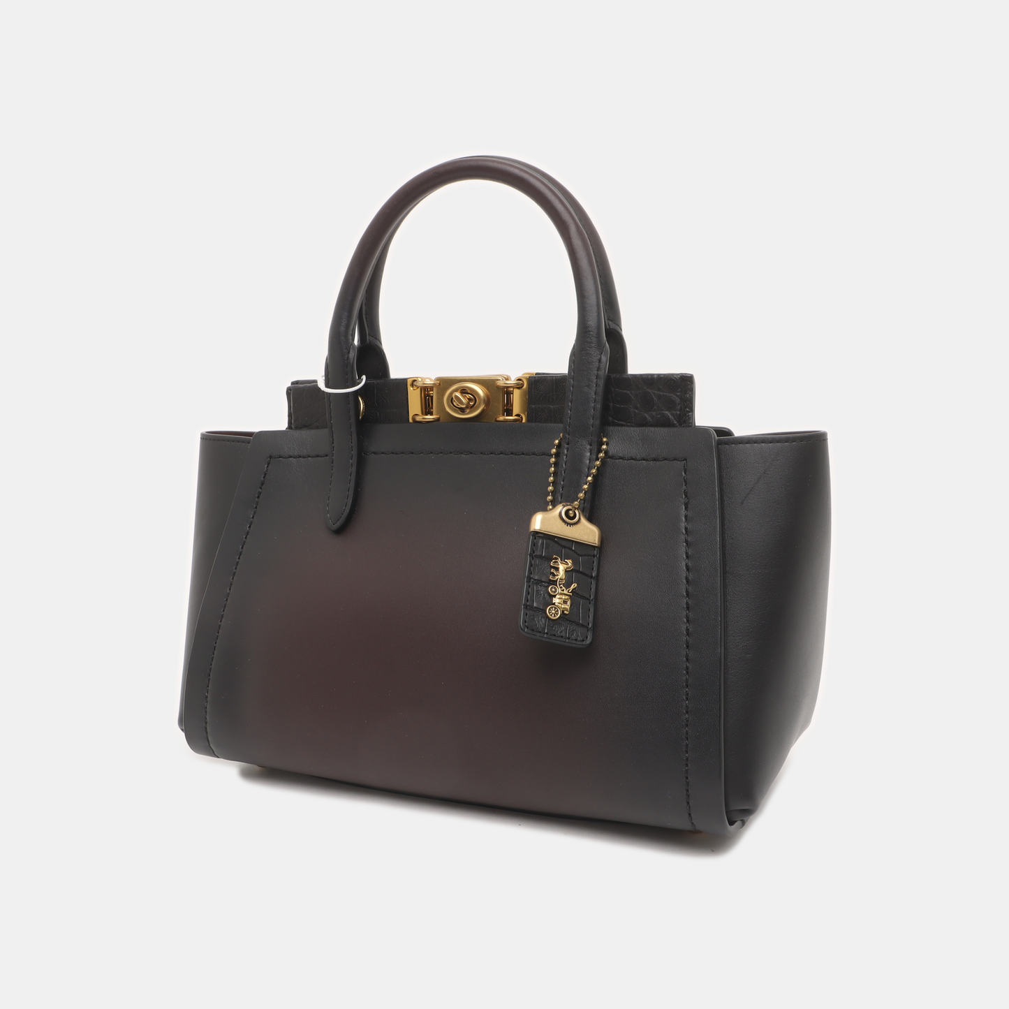 COACH TROUPE Black Leather Grooved Handbag Golden hardware-(SKU)-933725154