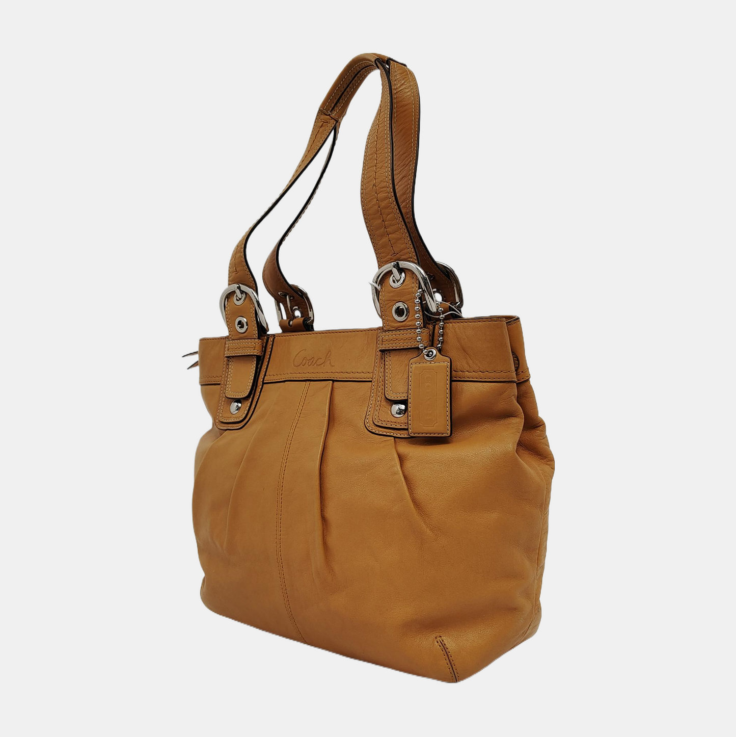 COACH SOHO Mustard Yellow Leather Shoulder Bag Handbag Silver Hardware shoulder straps-(SKU)-943933533