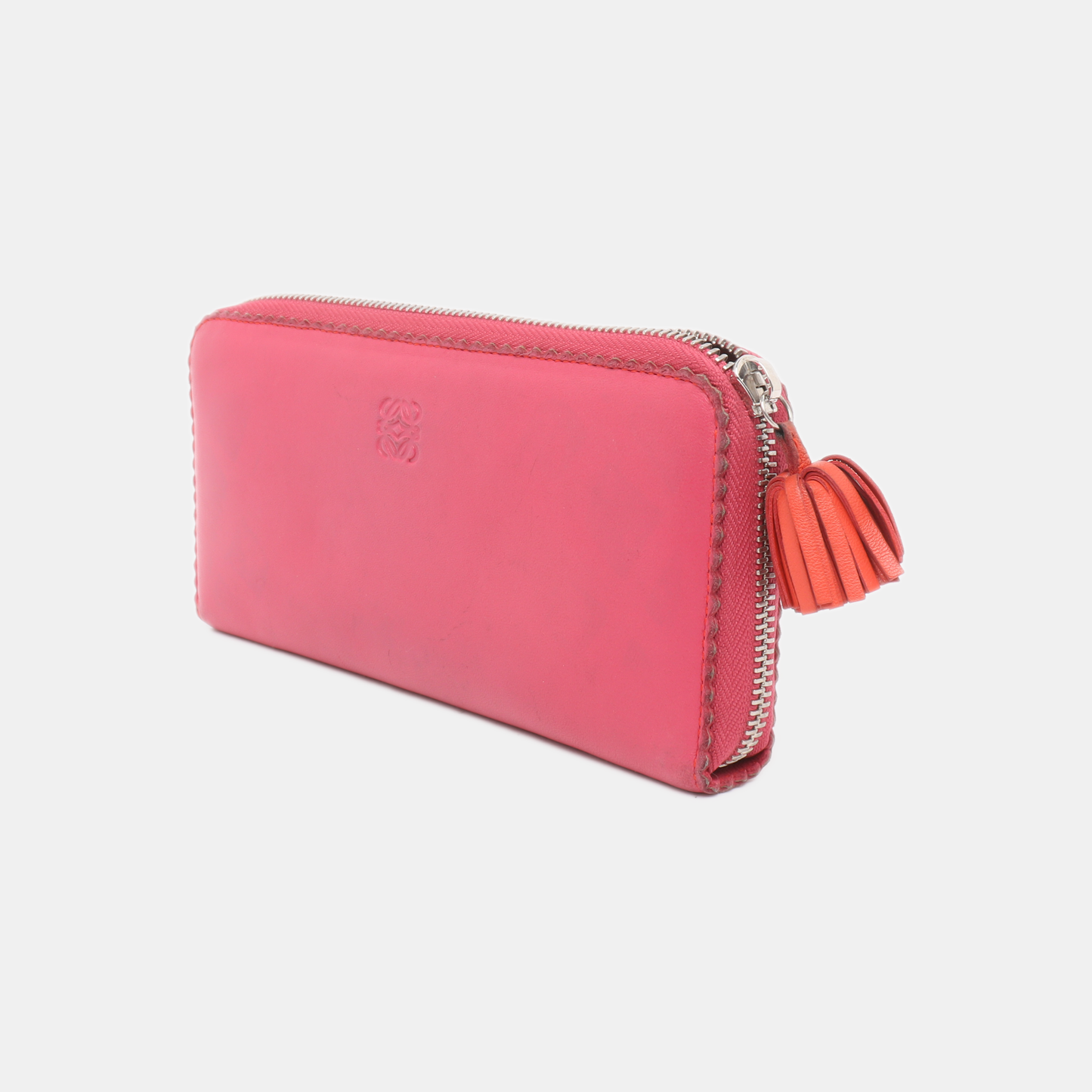 LOEWE Fuchsia cowhide tassel wallet Silver Hardware-(SKU)-13122105