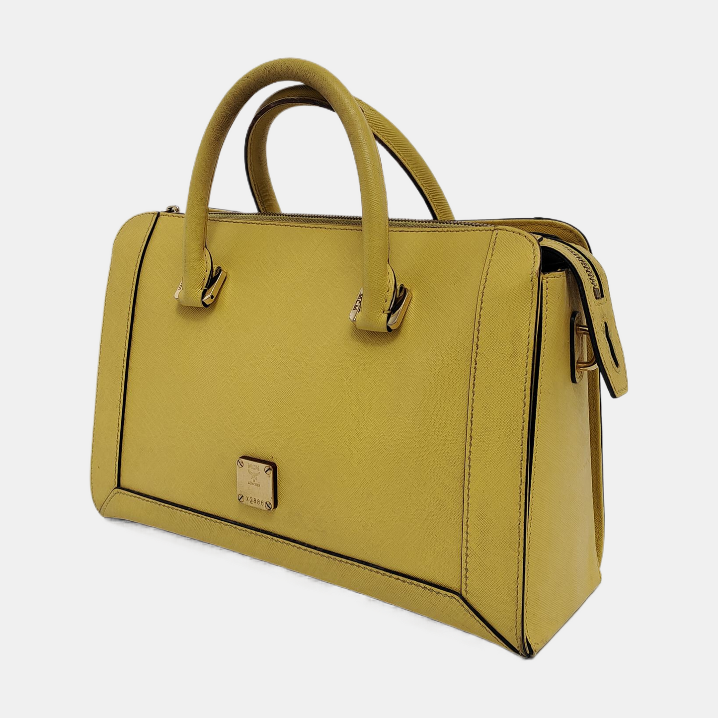 MCM NUOVO Yellow Leather Sling Shoulder Bag Golden hardware Removable shoulder strap-(SKU)-940313912