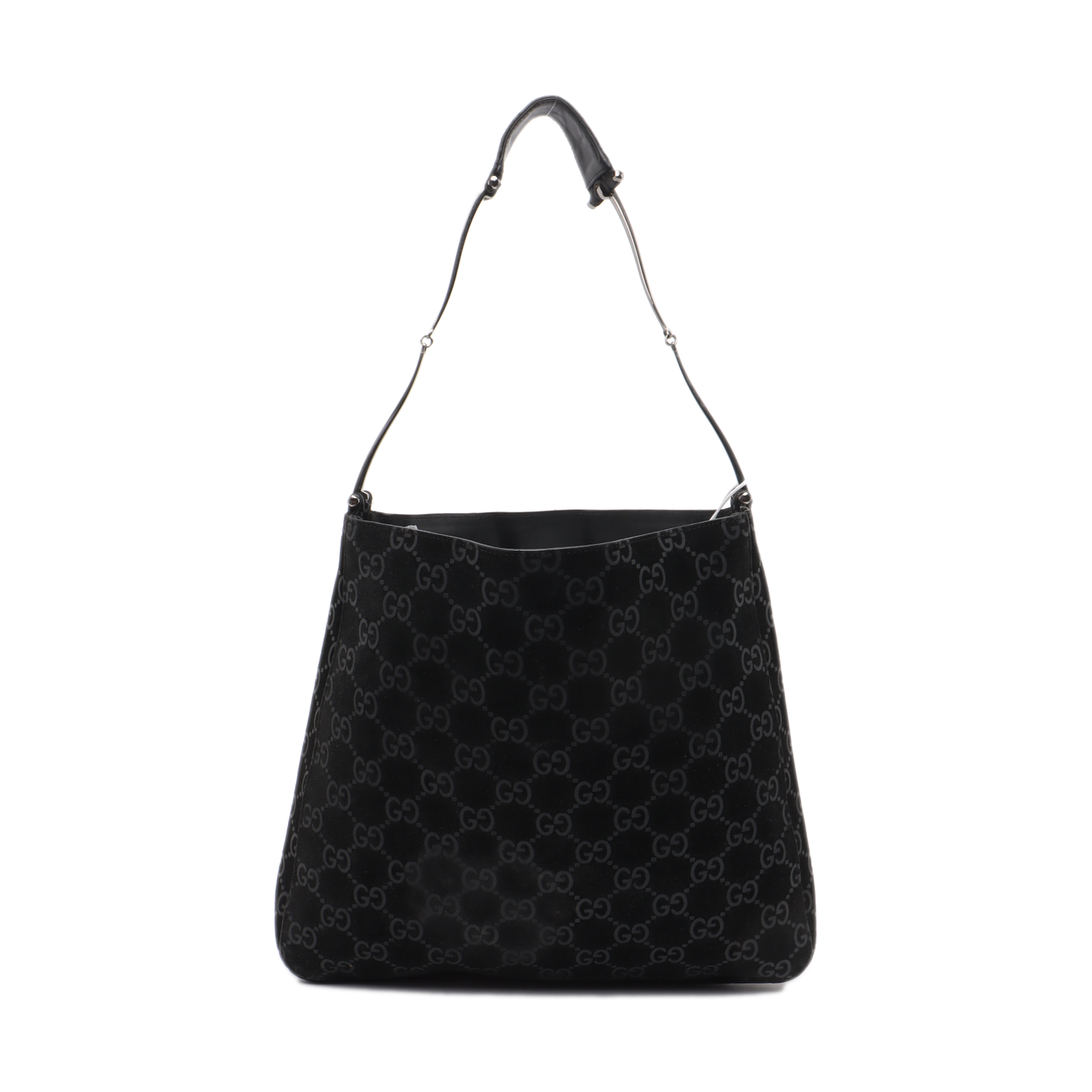 GUCCI Black Suede Single Shoulder Bag Silver Hardware Sub-bag-(SKU)-14221484
