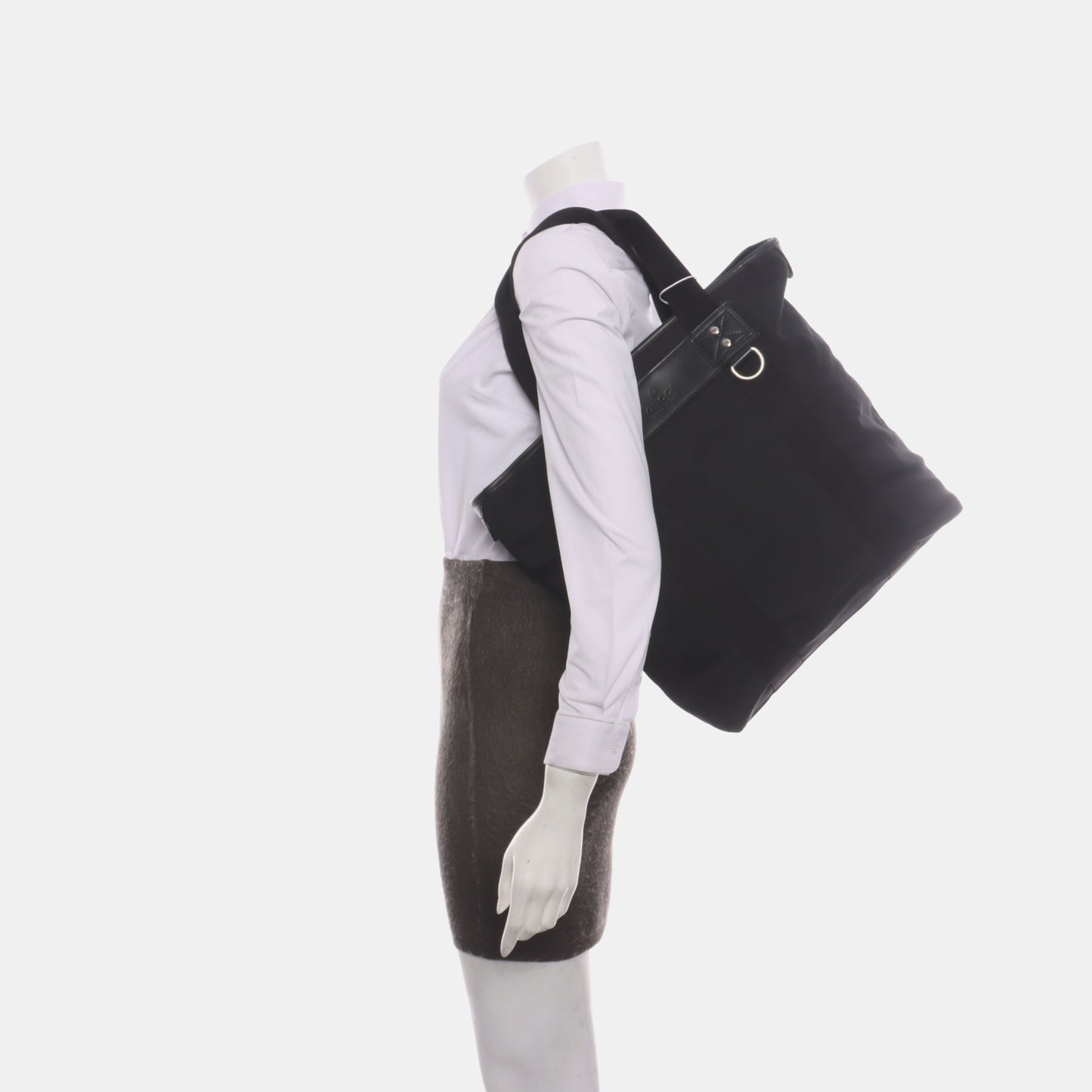 GUCCI Tote bag Black Canvas Tote Bag Single Shoulder Bag Silver Hardware-(SKU)-929881337