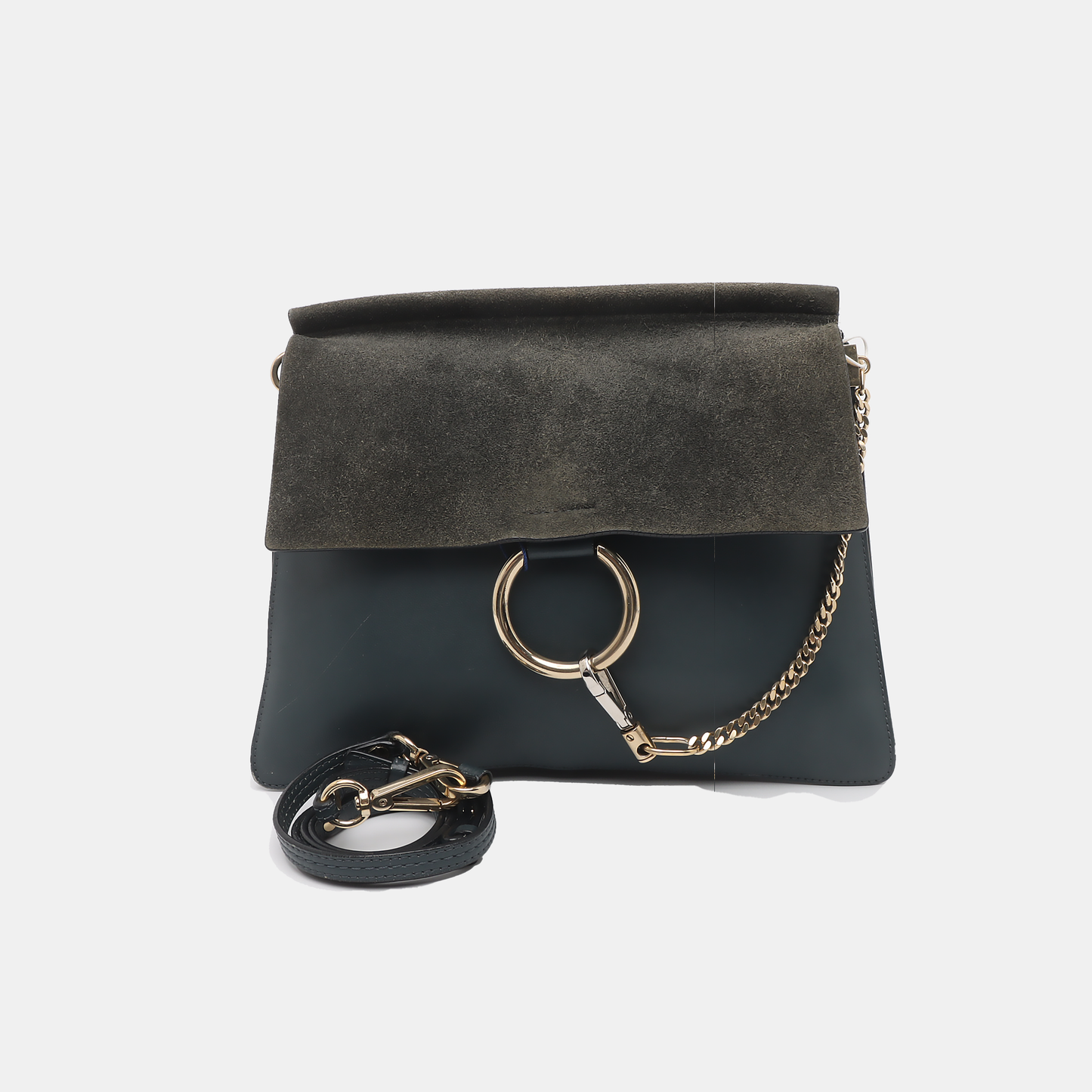Chloé Faye Medium size Color block cowhide shoulder bag crossbody bag Golden hardware Removable shoulder strap-(SKU)-936442093