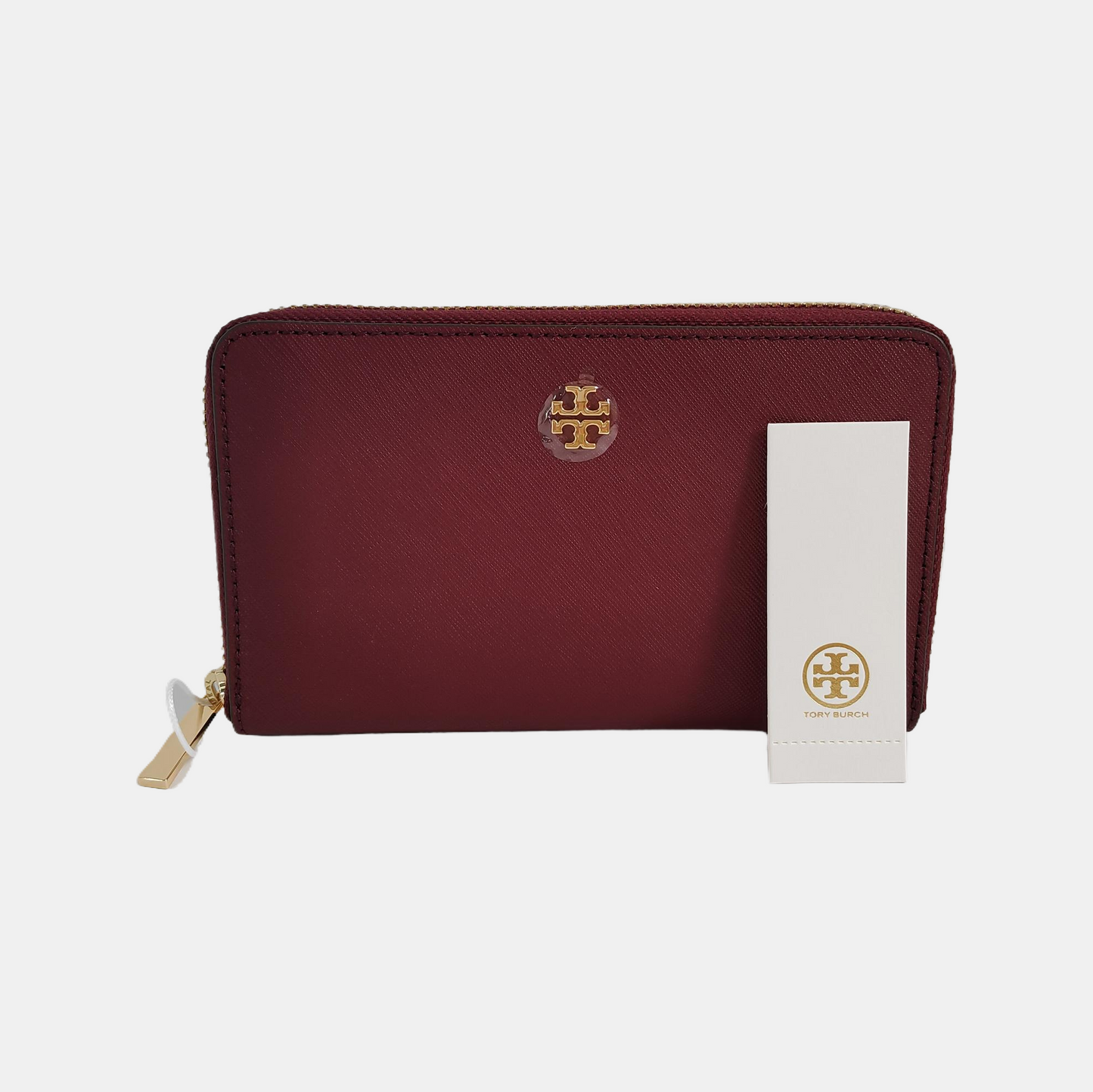 TORY BURCH York Burgundy leather wallet Golden hardware-(SKU)-941857732