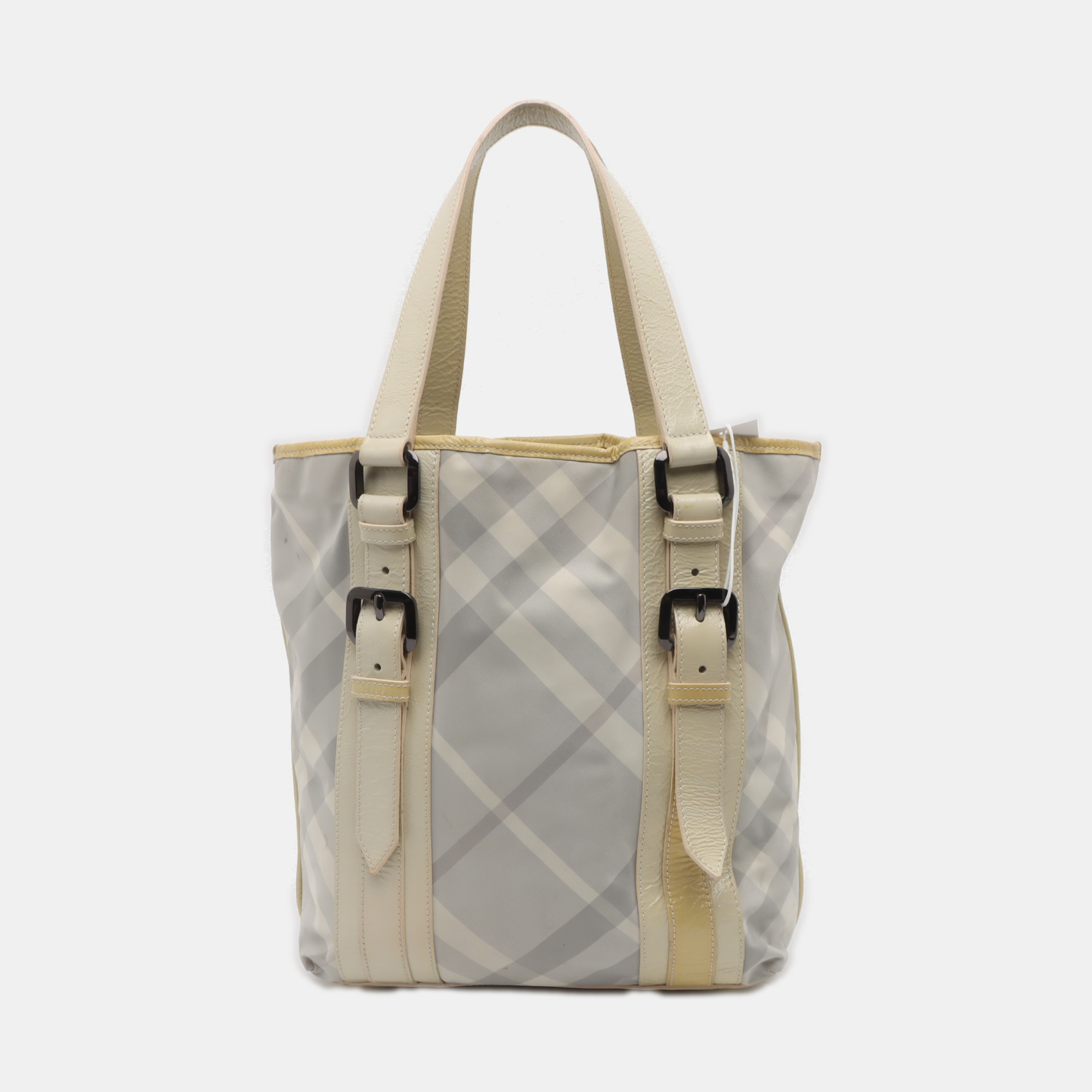 BURBERRY Lowry Light Gray Fabric Tote Bag Black hardware shoulder straps-(SKU)-936956397