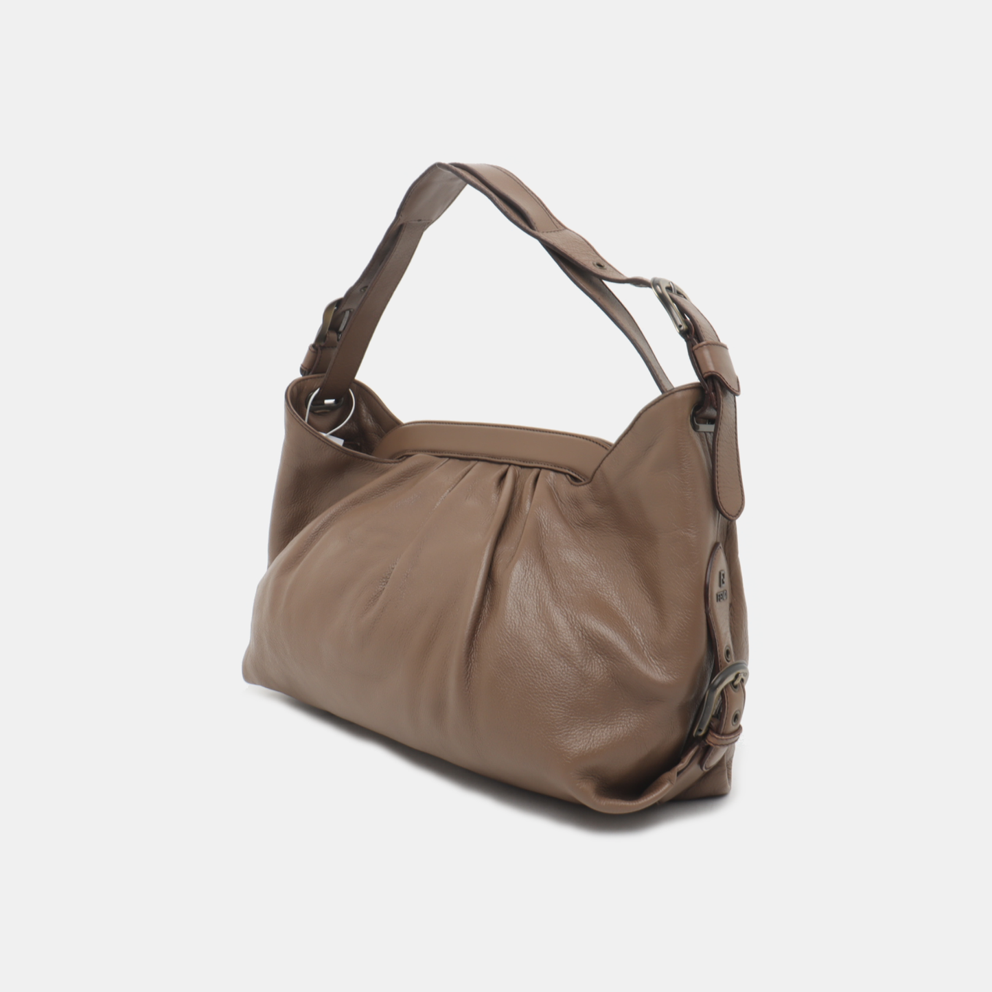 FENDI Brown Cowhide Single Shoulder Bag Ruthenium color hardware-(SKU)-936729570