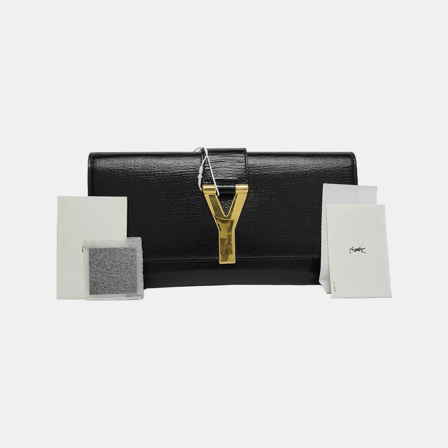 YSL CHYC Y LIGNE Black Cowhide Clutch Golden hardware-(SKU)-942572095