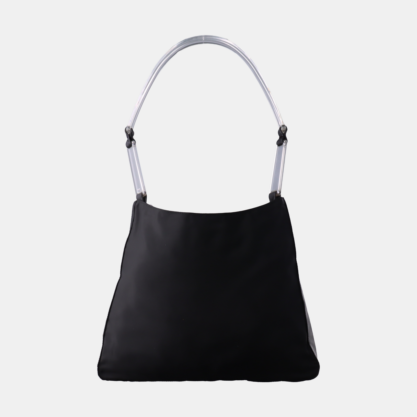 PRADA Black Nylon Single Shoulder Bag Tote Bag Silver Hardware-(SKU)-933583298