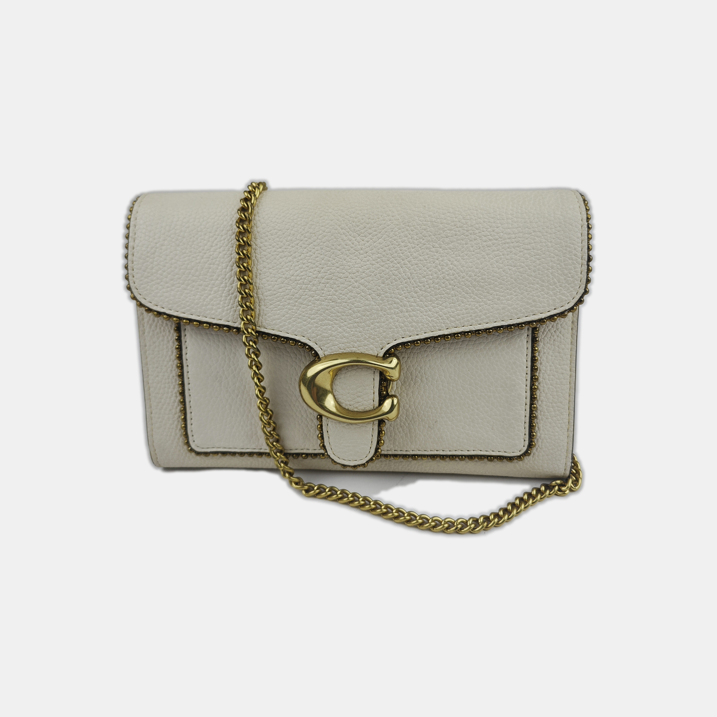 COACH TABBY White Leather Single Shoulder Bag Golden hardware Removable shoulder strap-(SKU)-939762938