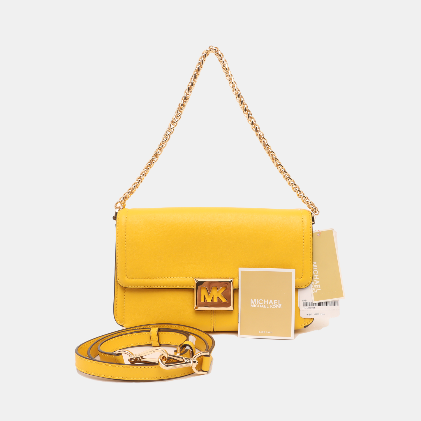 MICHAEL KORS Yellow Leather Shoulder Bag Tote Golden hardware shoulder straps-(SKU)-14044743