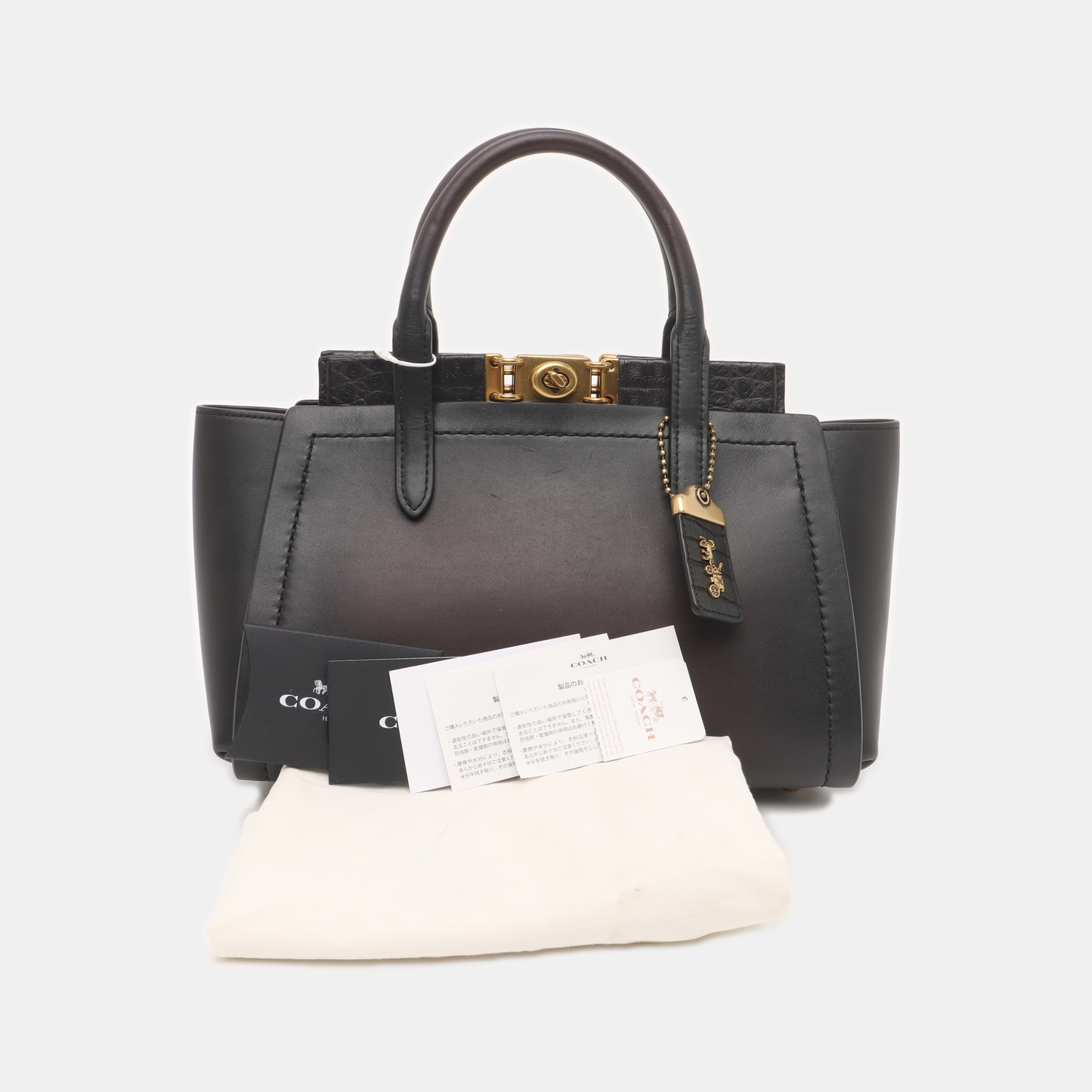COACH TROUPE Black Leather Grooved Handbag Golden hardware-(SKU)-933725154