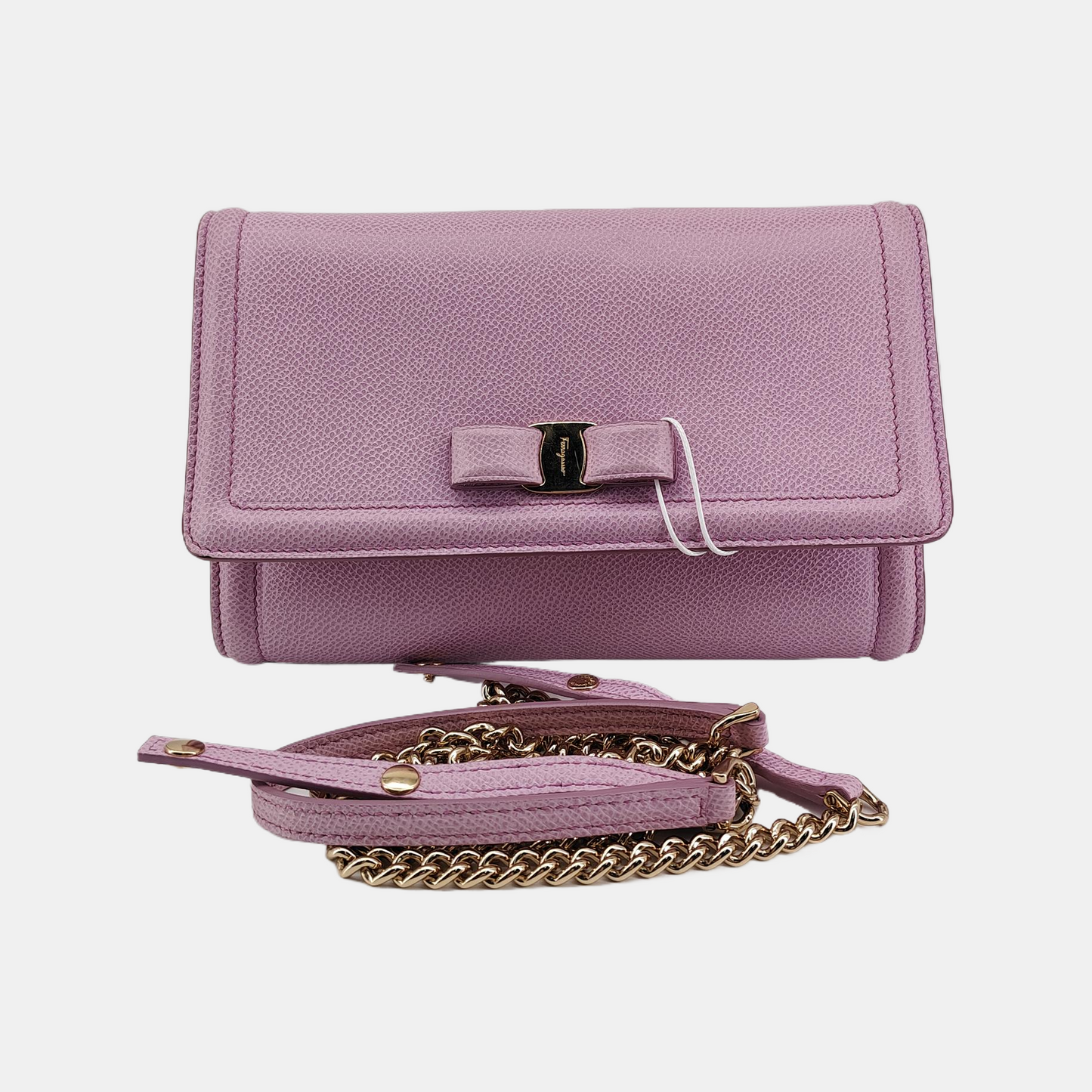 FERRAGAMO Ginny Purple Calf Leather Crossbody Bag Golden hardware Removable shoulder strap-(SKU)-940121051