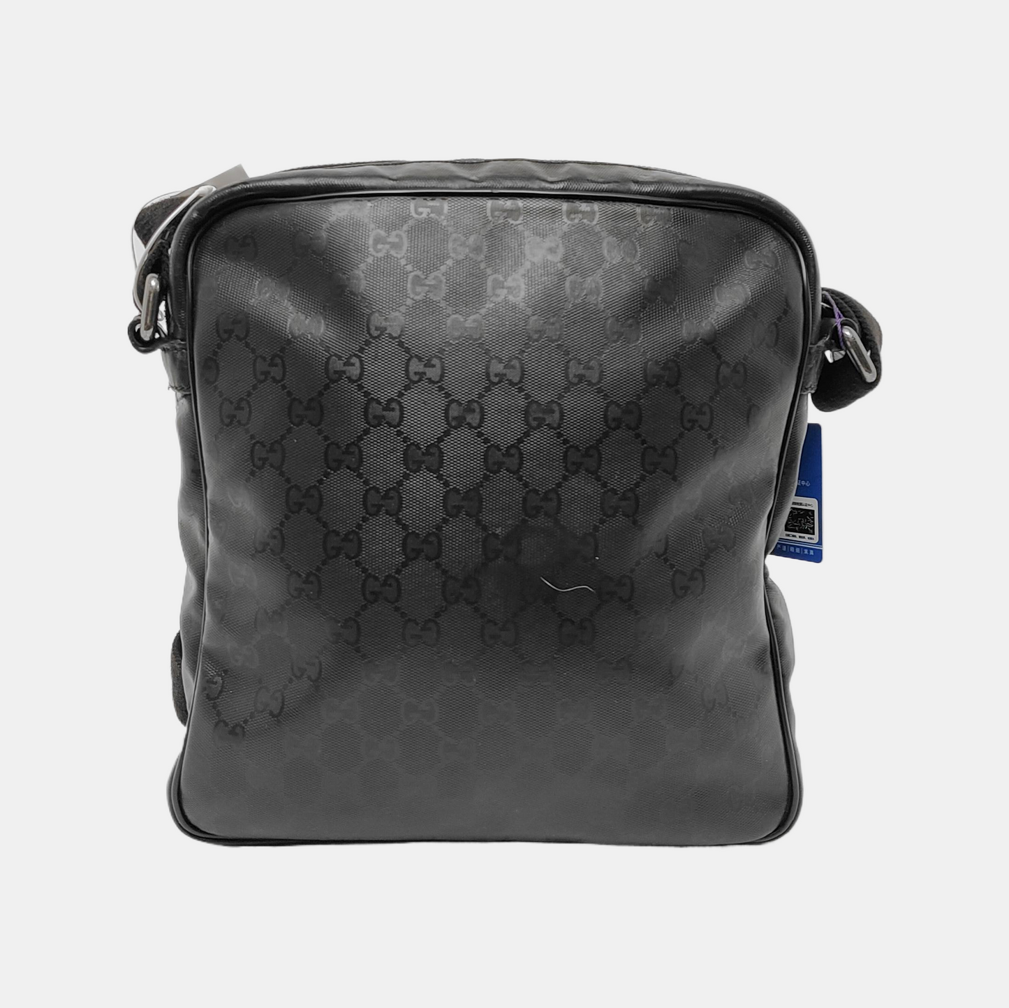 GUCCI Grey Coated Canvas Monogram Single Shoulder Bag Crossbody Silver Hardware-(SKU)-940261237